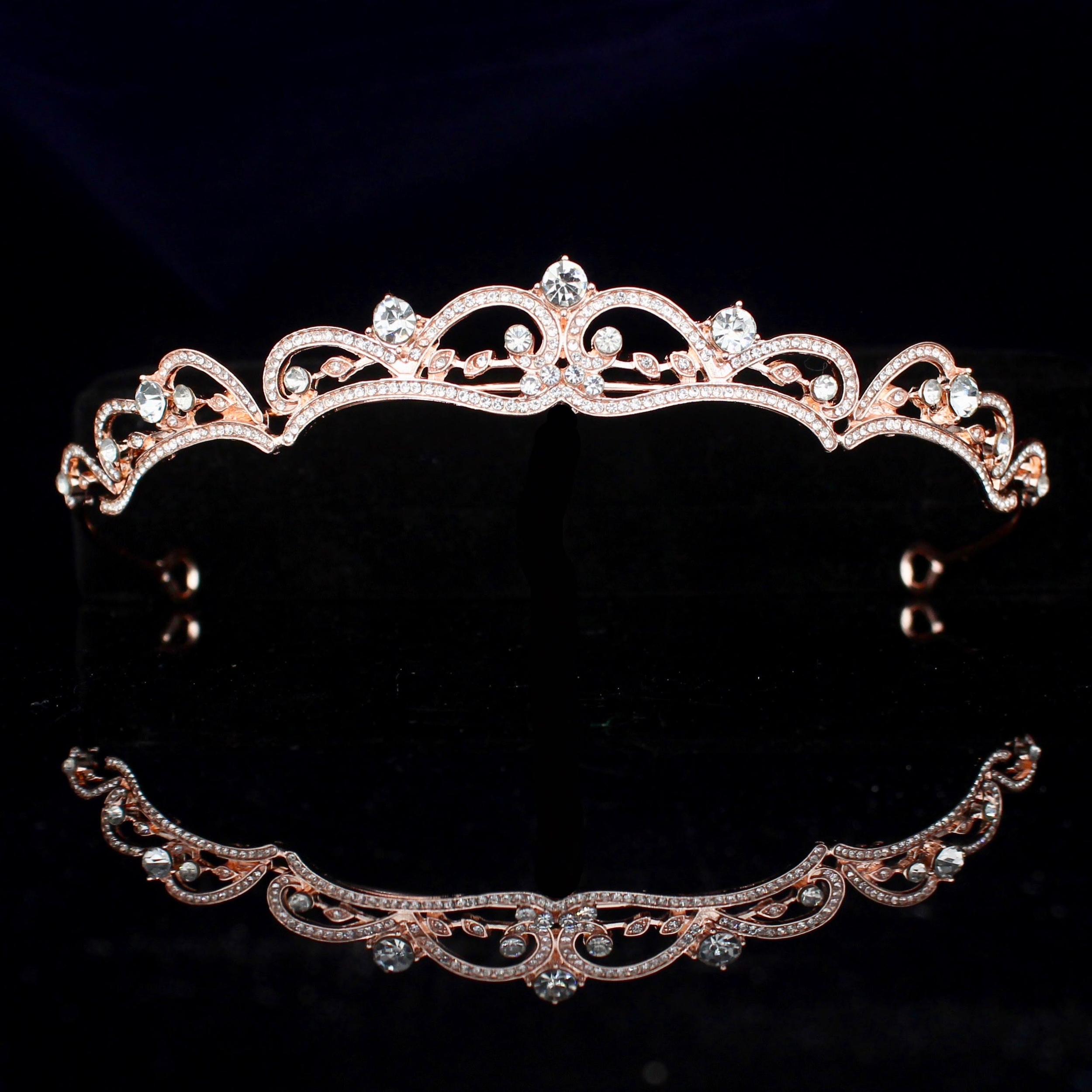 "Anya" - Rhinestone Bridal Tiara - Available in Silver, Rose Gold and Yellow Gold Product Image