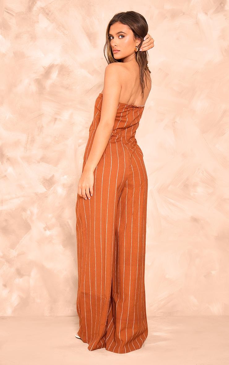 Rust Stripe Bandeau Pocket Detail Jumpsuit Product Image