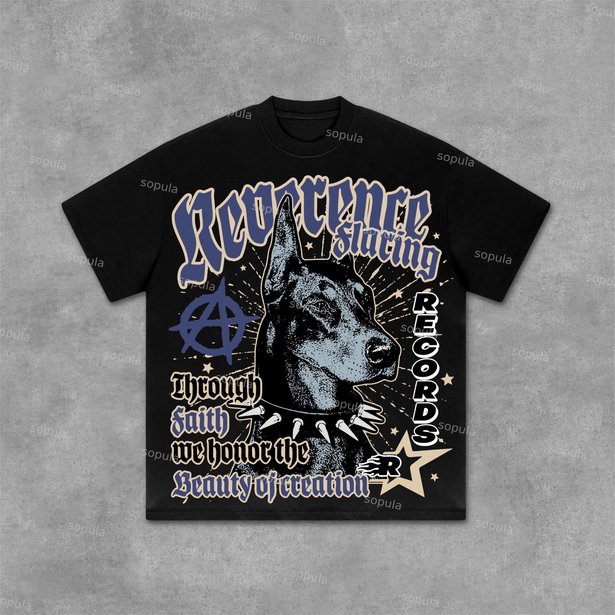 Doberman Retro Old Graphic Cotton T-Shirt Product Image