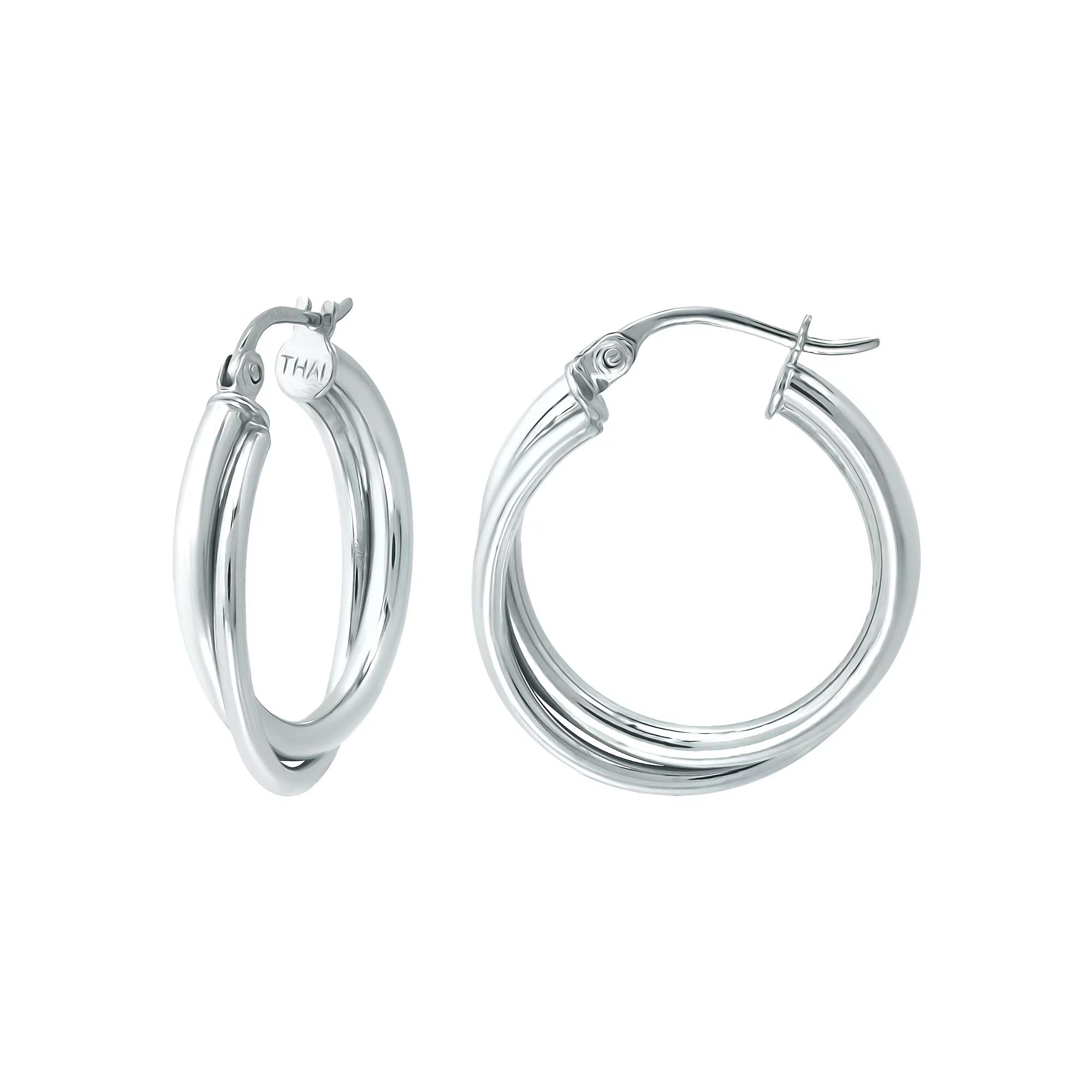 Aleure Precioso Sterling Silver Double Tube Hoop Earrings, Womens Product Image