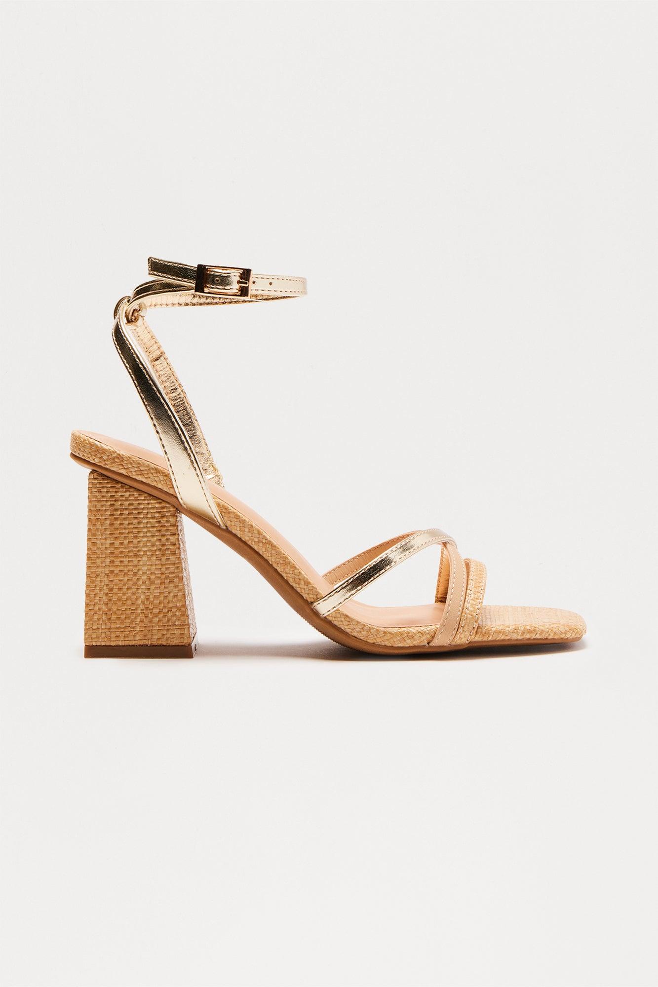 Shasha Ankle Strap Heels - Natural/Combo Female Product Image