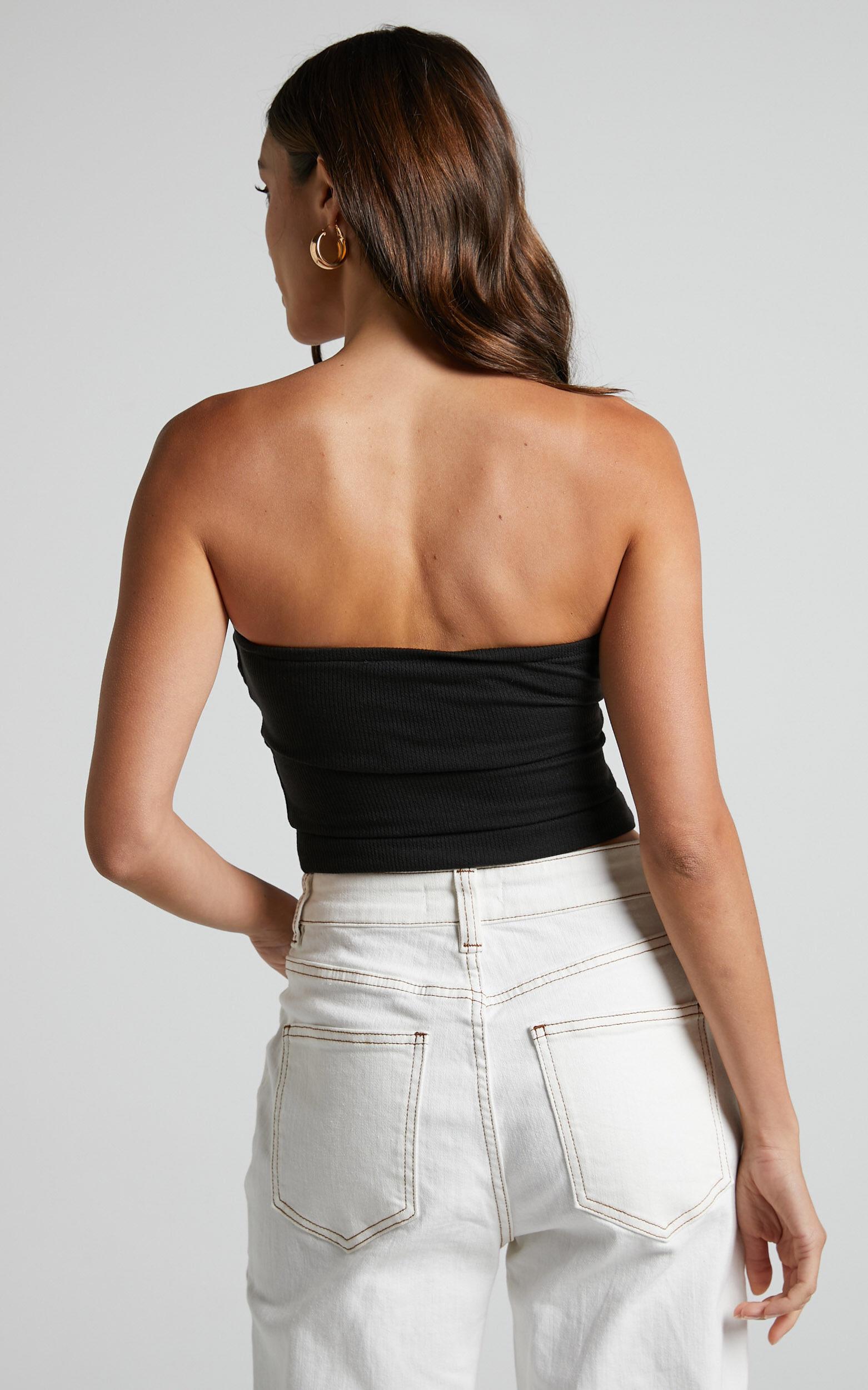 Jelena Top - Jersey Strapless Twist Front Top in Black Product Image