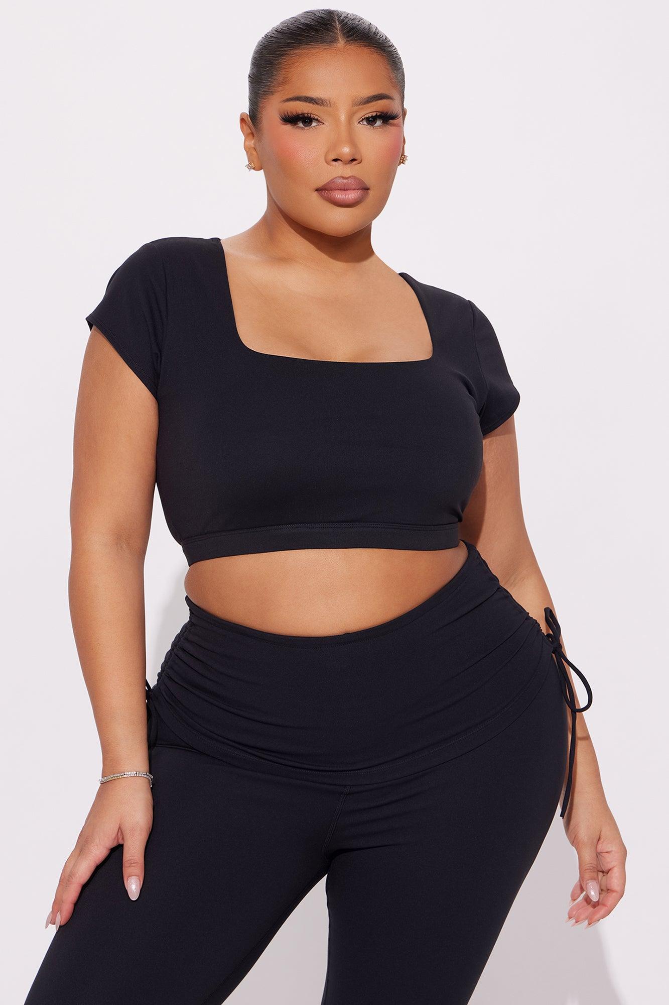 Roll Up Super Soft Active Top - Black Product Image