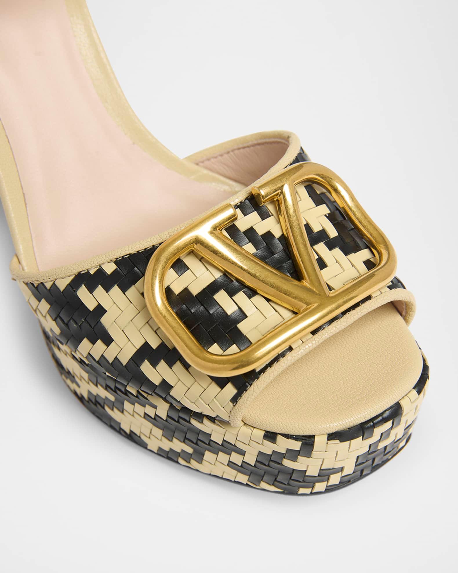 VLogo Signature Houndstooth Woven Platform Sandals Product Image