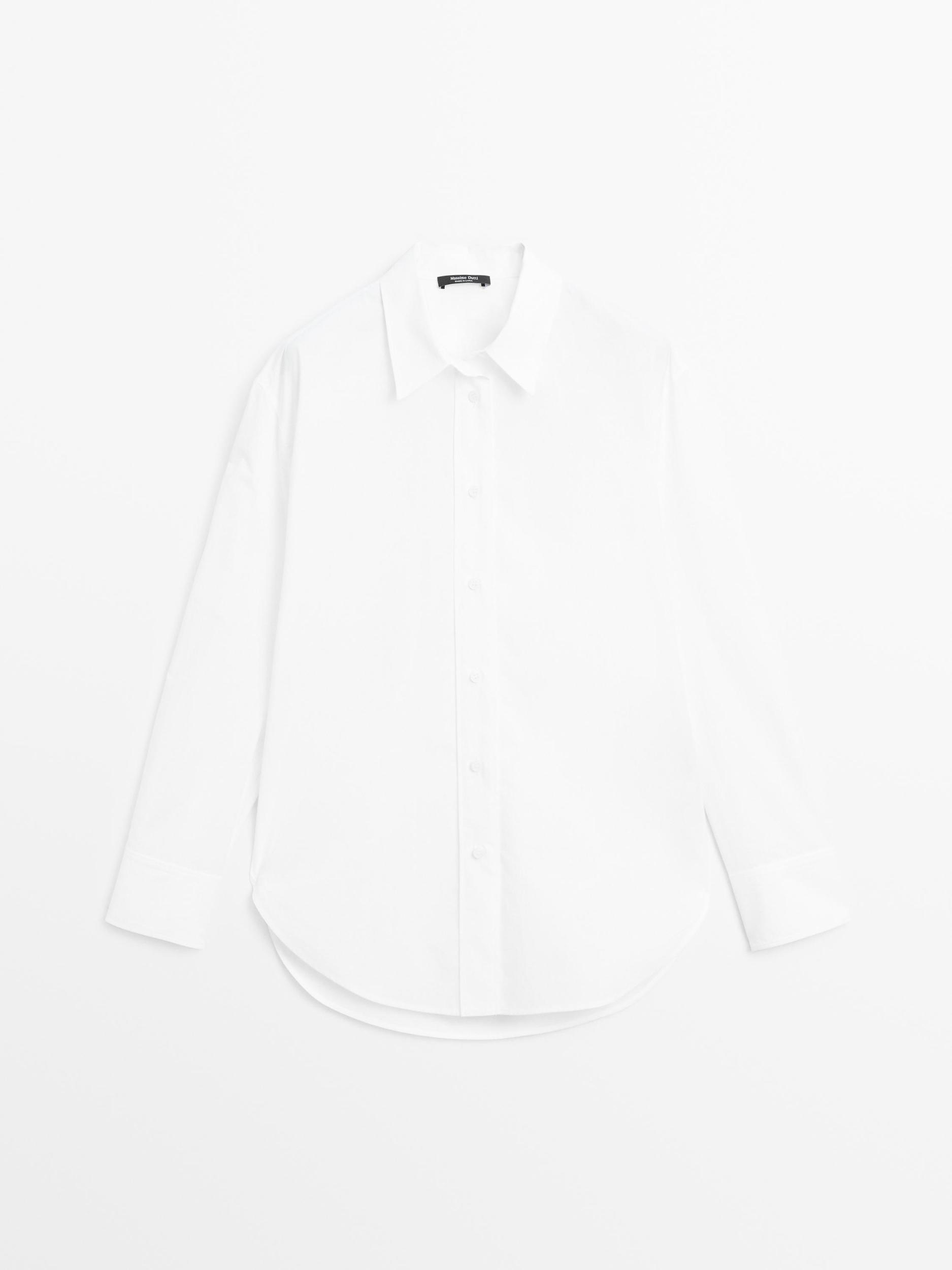 Long 100% cotton poplin shirt Product Image