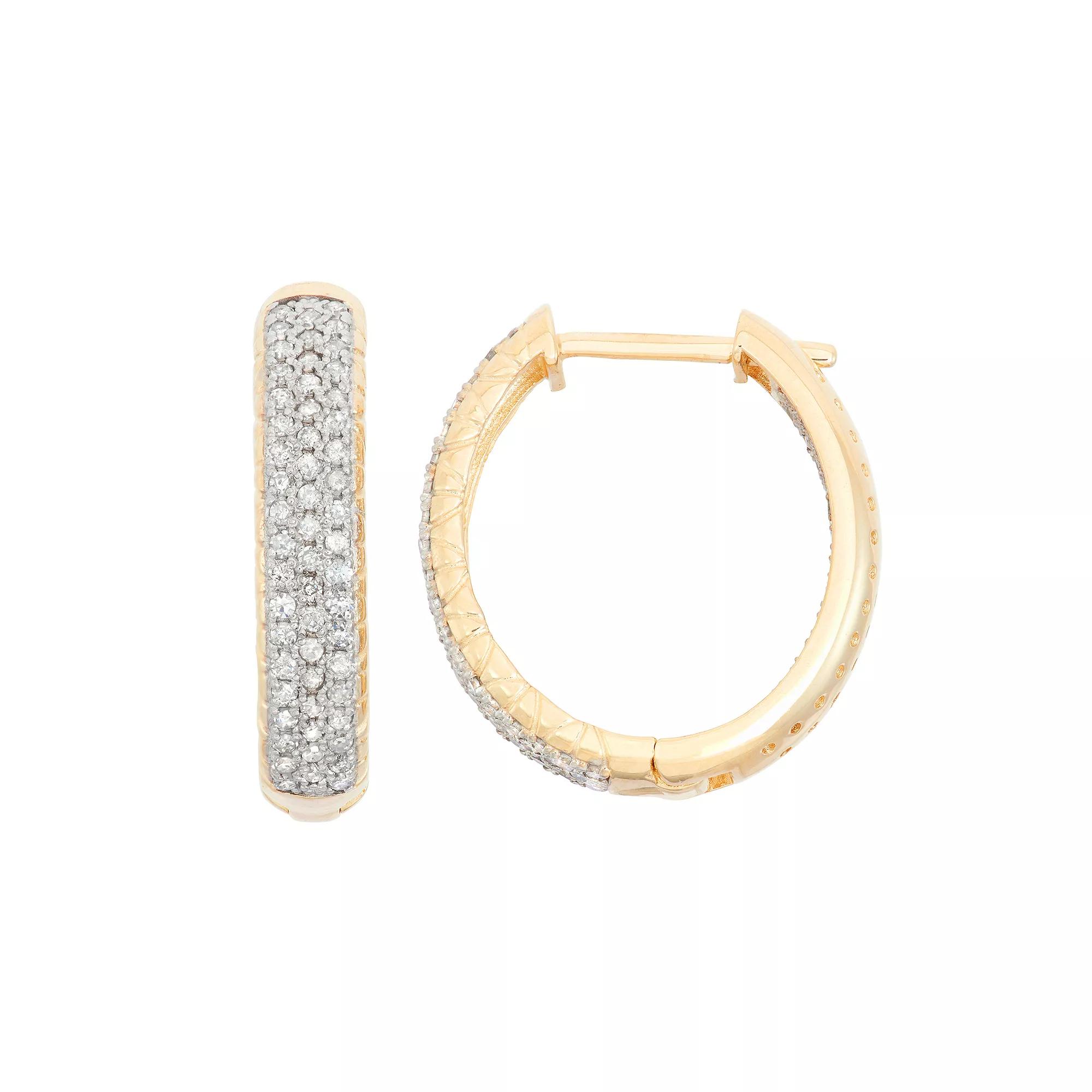 Tiara 10k Gold 1 Carat T.W. Diamond Inside-Out Hoop Earrings, Women's Product Image