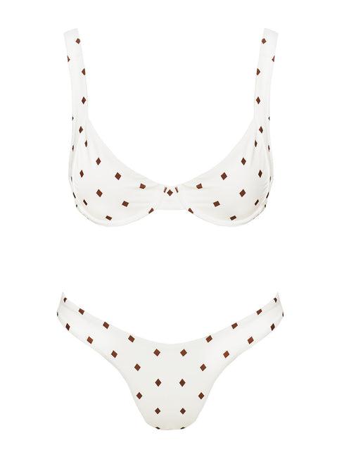 Ellie High Cut Bikini Bottoms White Diamond Product Image