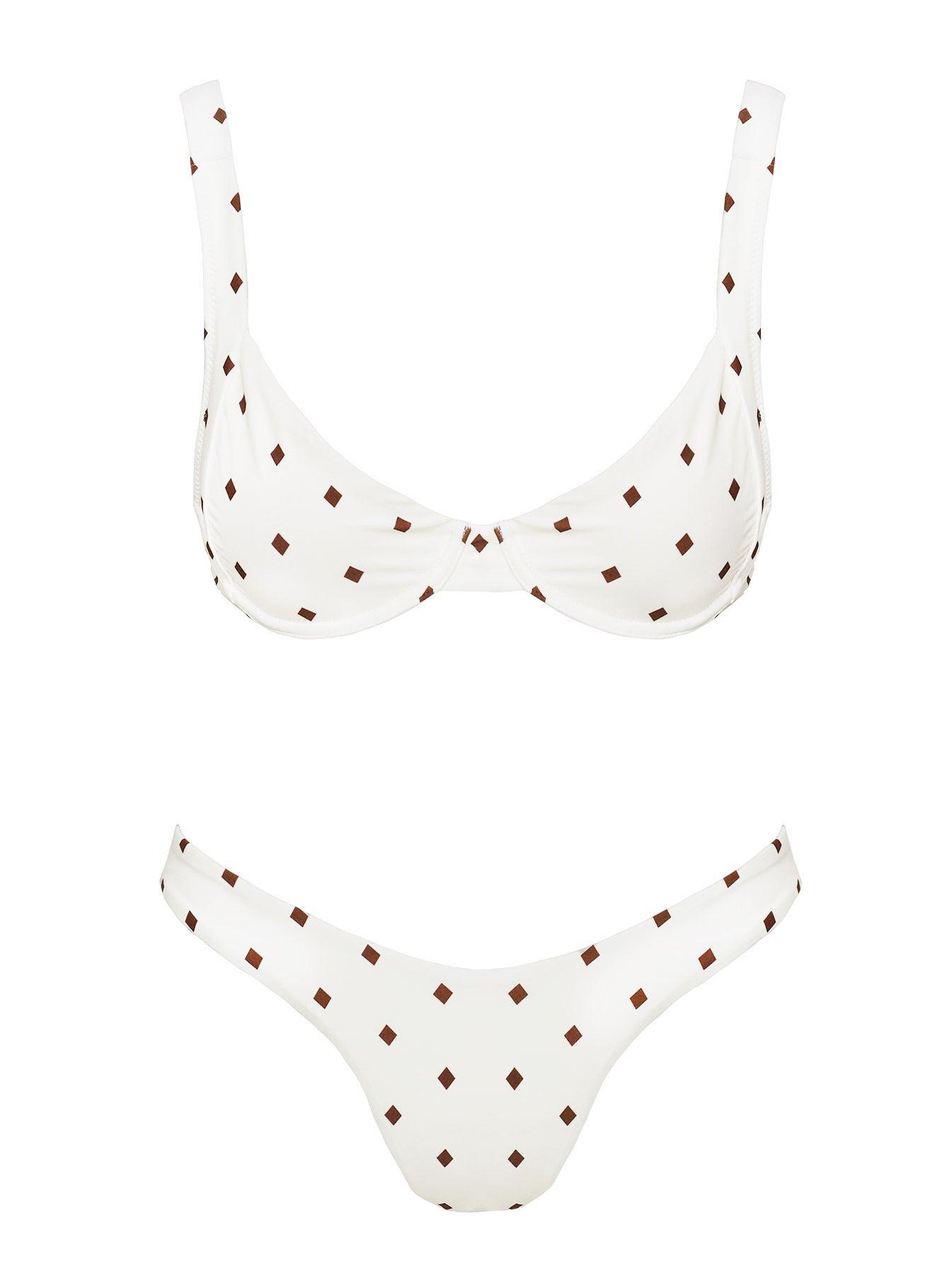 Ellie High Cut Bikini Bottoms White Diamond Product Image