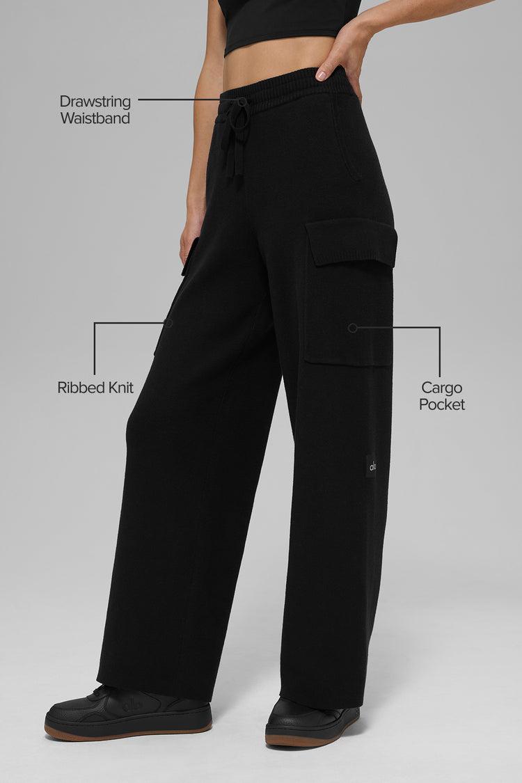 Scholar Knit High-Waist Cargo Pant - Black Product Image
