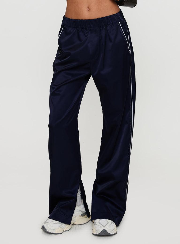 Travalta Satin Track Pant Navy Product Image