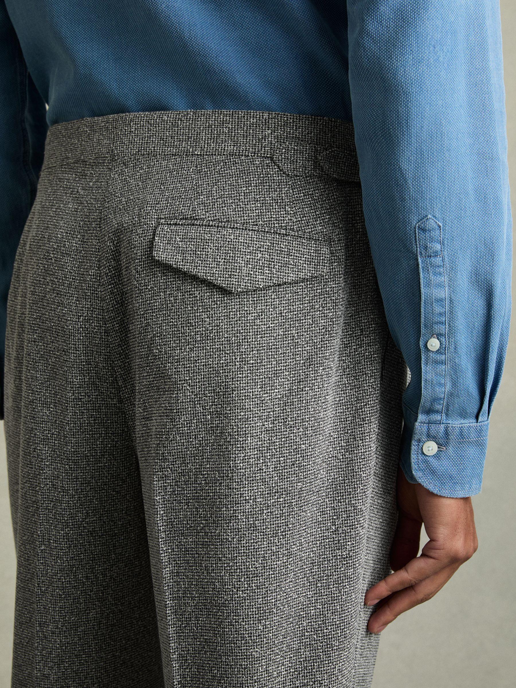 Puppytooth-Check Tailored Trousers in Soft Grey Product Image