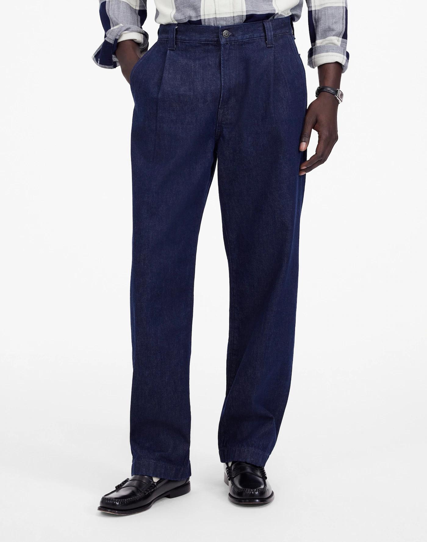 Pleated Denim Pants in Northbrook Wash Product Image