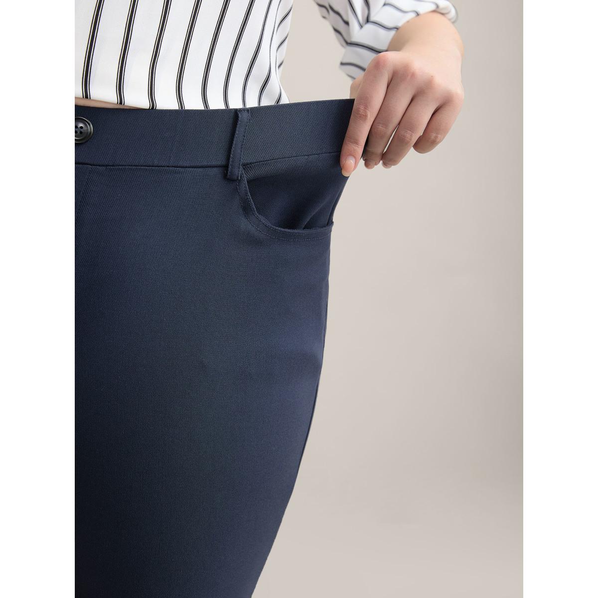 Plus Size Pull-On Tight-Fit Cropped Pants Women Midnight At the Office Skinny Mid Rise Work Pants BloomChic 12/L Product Image