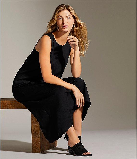 Bryn Walker Piers Stretch Modal Ponte Round Neck Sleeveless Waistless Midi Dress Product Image