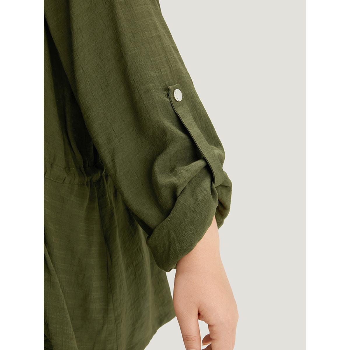 Plus Size Supersoft Essentials Plain Pocket Asymmetrical Drawstring Coat Women ArmyGreen Plain Pocket Dailywear Jackets BloomChic 26/4X Product Image