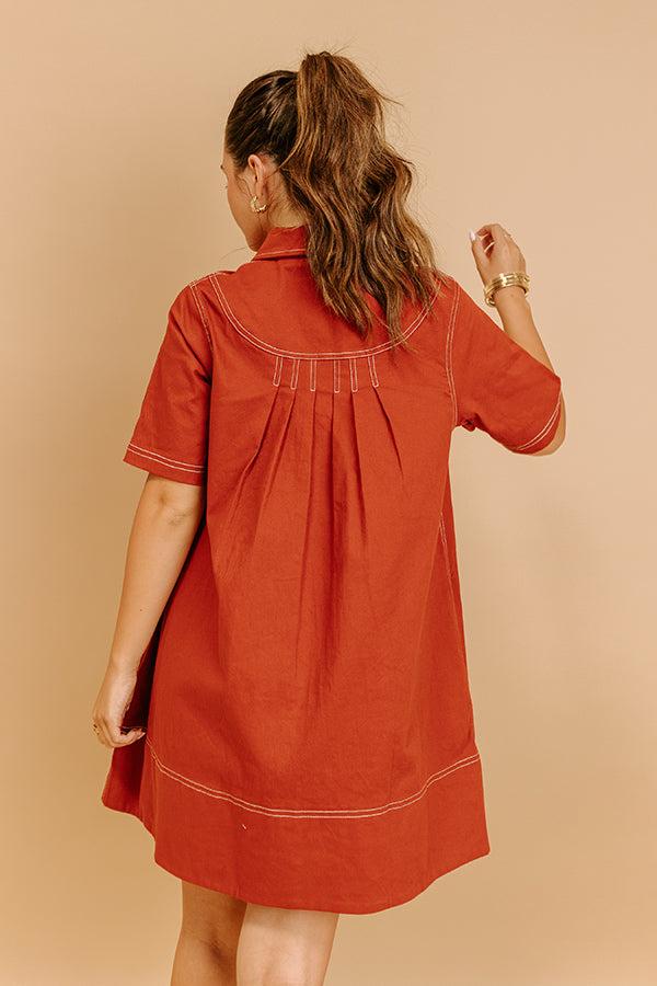 Cafe On Fifth Denim Mini Dress in Rust Product Image