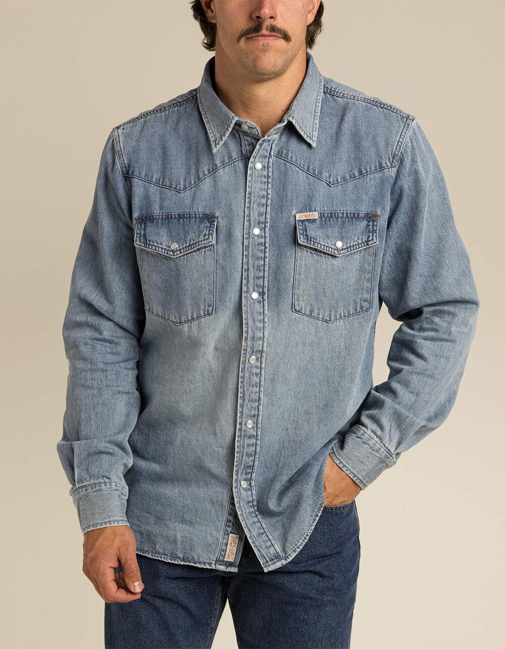 SENDERO PROVISIONS CO. The Wyatt Mens Pearl Snap Shirt - DENIM Product Image