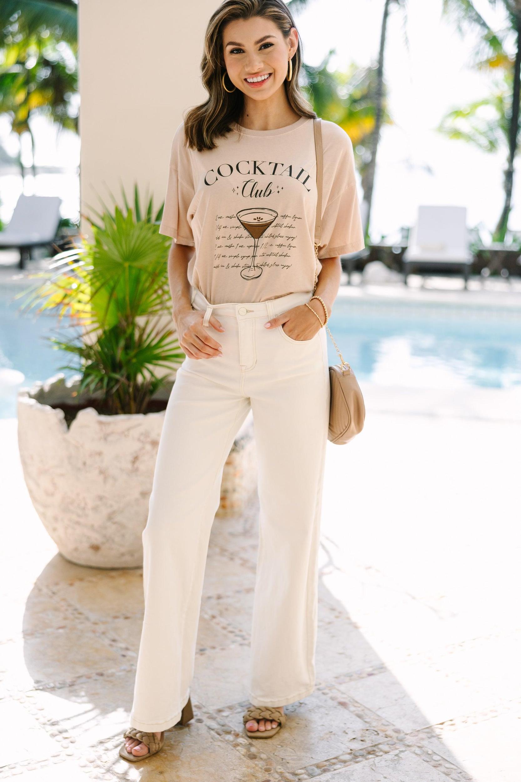 Cocktail Club Beige Graphic Tee Female Product Image