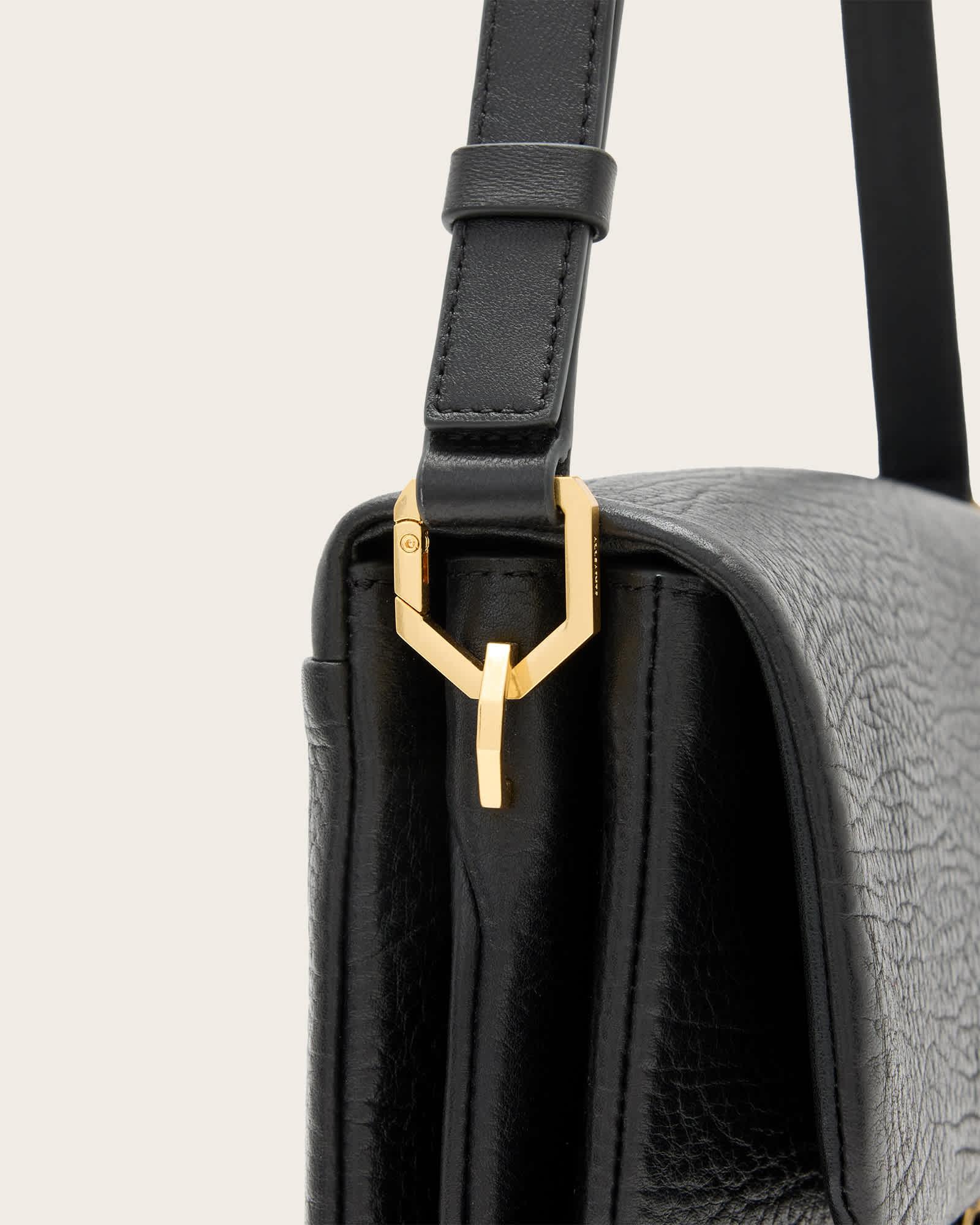 Ondine Grain Leather Shoulder Bag Black | ALLSAINTS US Product Image