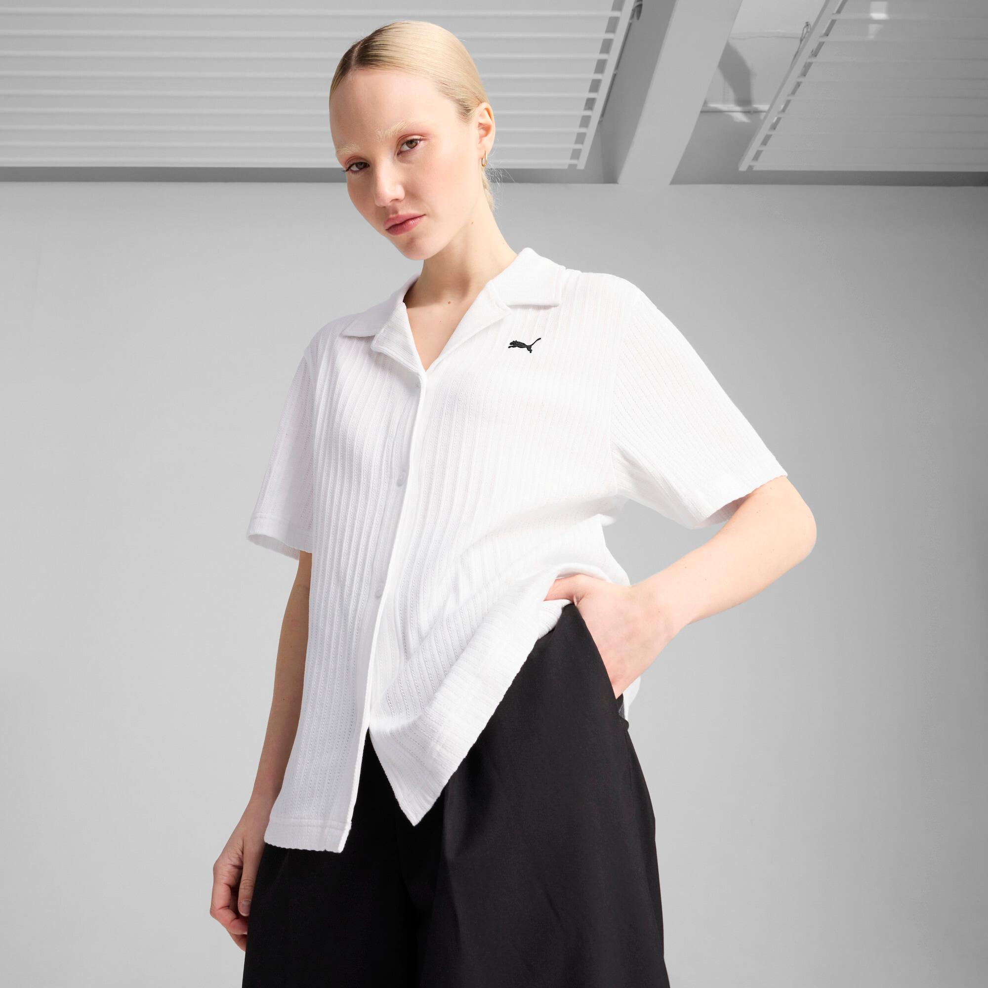 PUMA WARDROBE ESSENTIALS Women's Pointelle Shirt Product Image