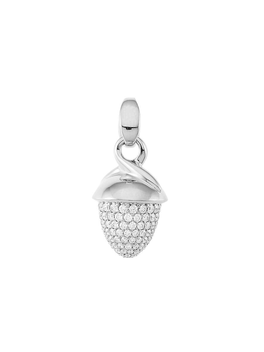 Womens Mikado Bouquet 18K White Gold & Diamond Pav Acorn Pendant Product Image