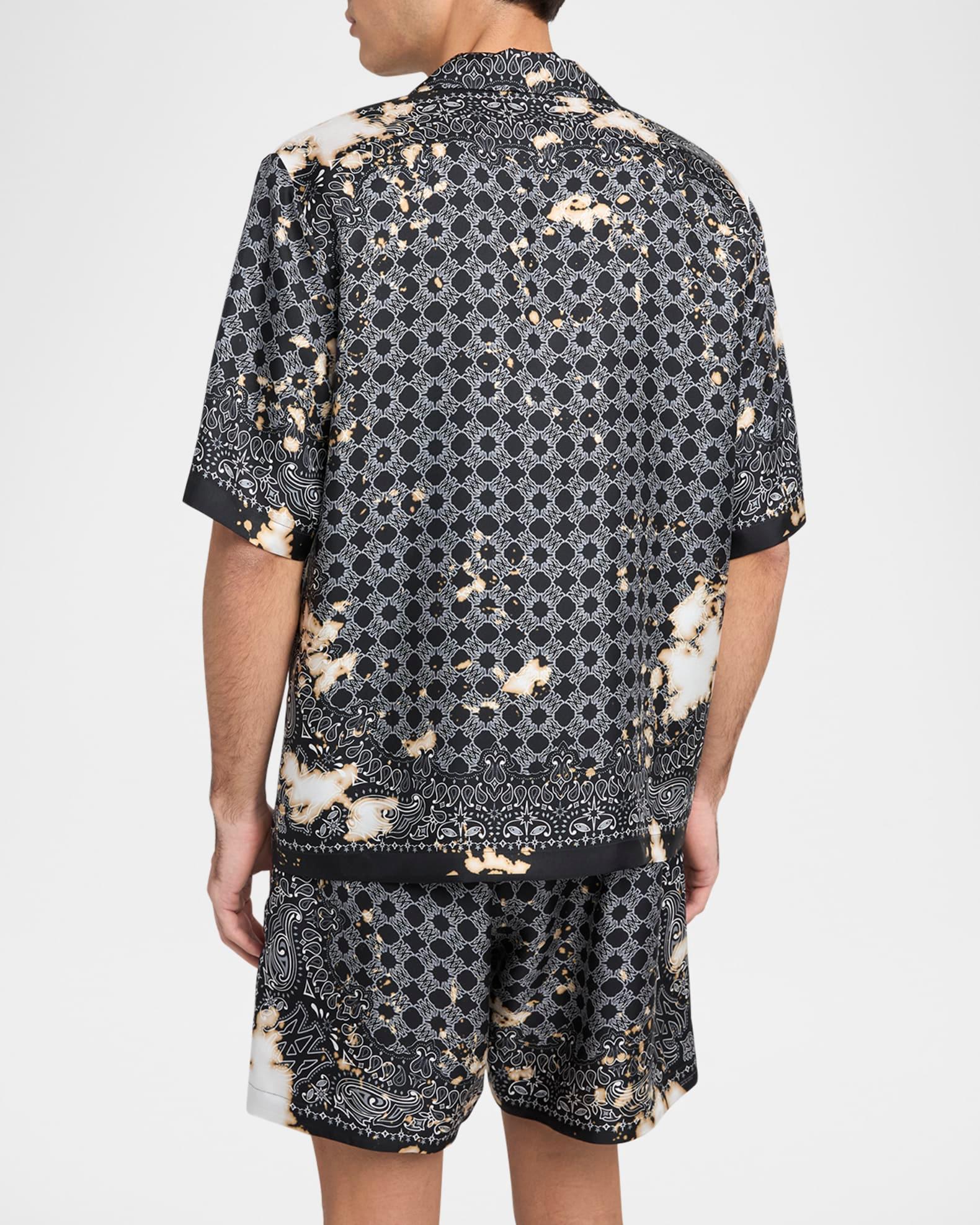 Men's Bleached Silk Bandana Bowling Shirt Product Image