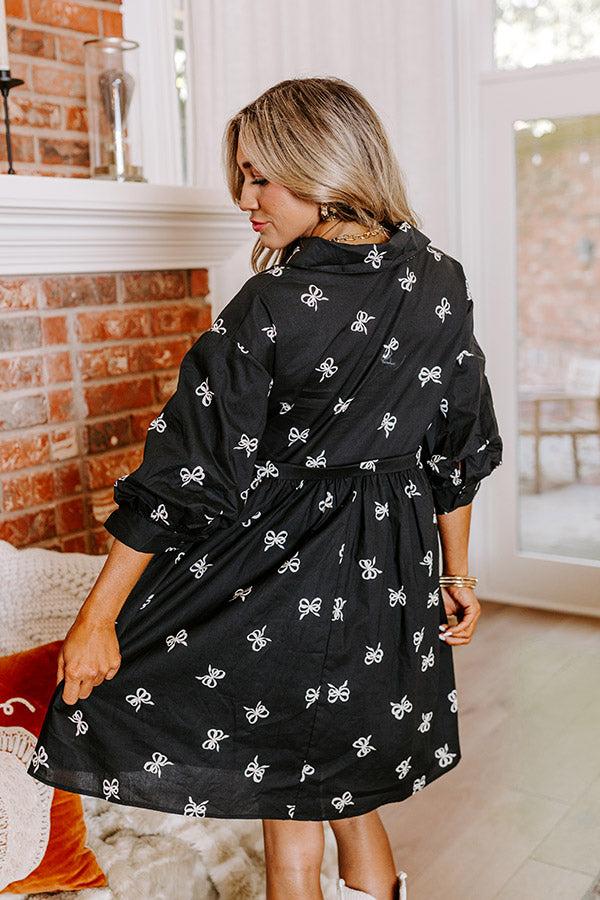 For The Love Of Bows Mini Dress in Black Product Image