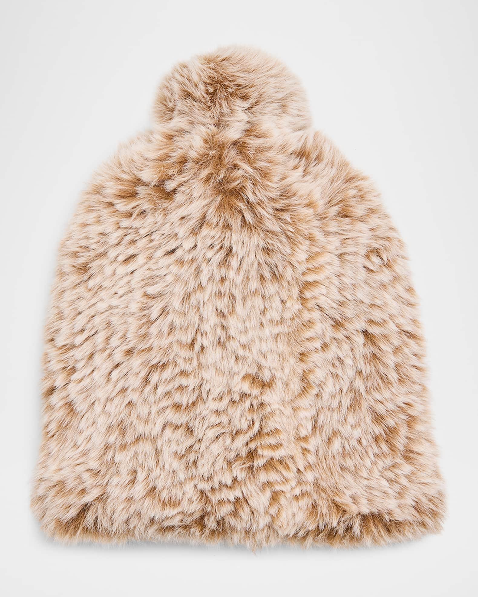 Faux Rex Rabbit Fur Beanie With Pom  Product Image