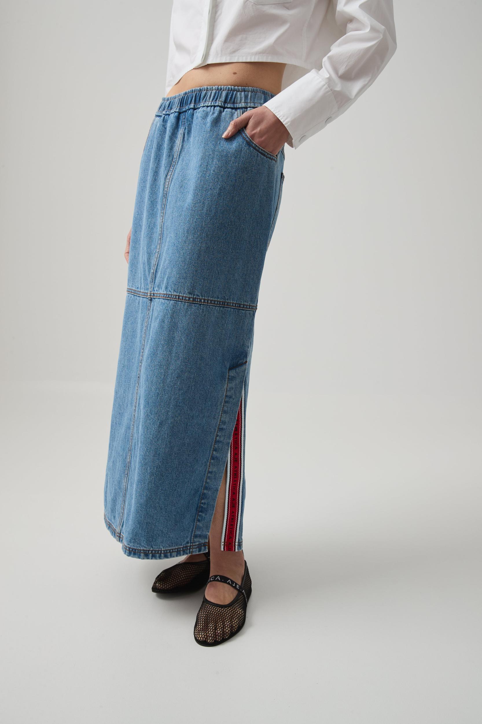 Longline Denim Skirt Product Image