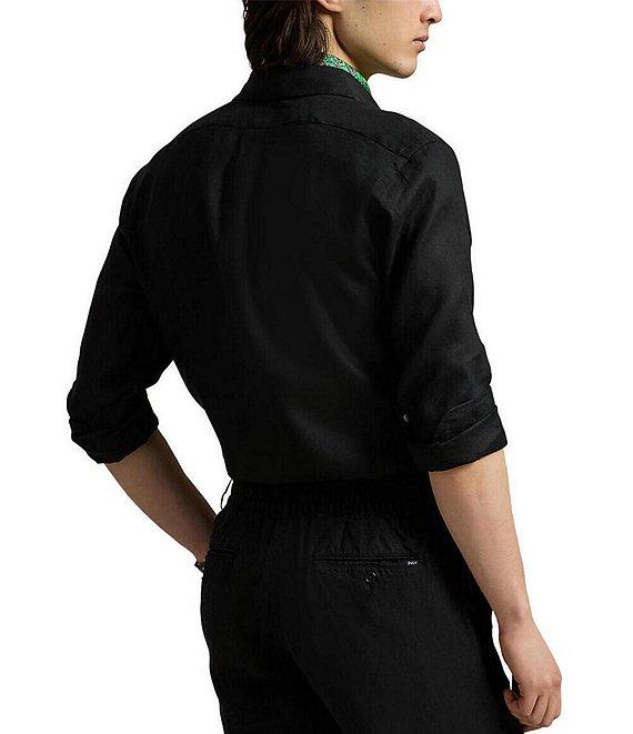 Polo Ralph Lauren Piece Dye Solid Linen Long Sleeve Woven Shirt Product Image
