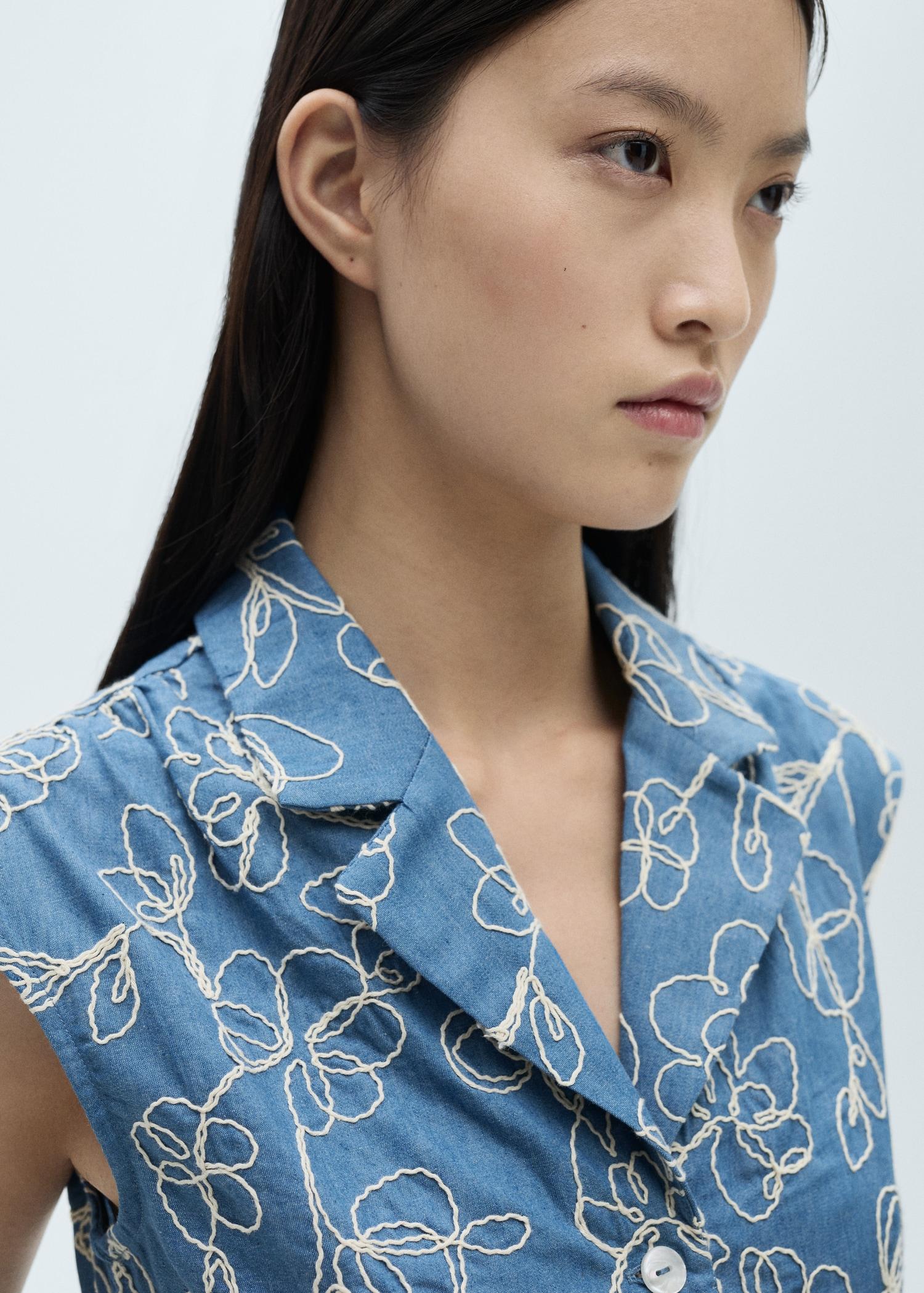 Denim overalls with embroidered detail - Women | MANGO USA Product Image