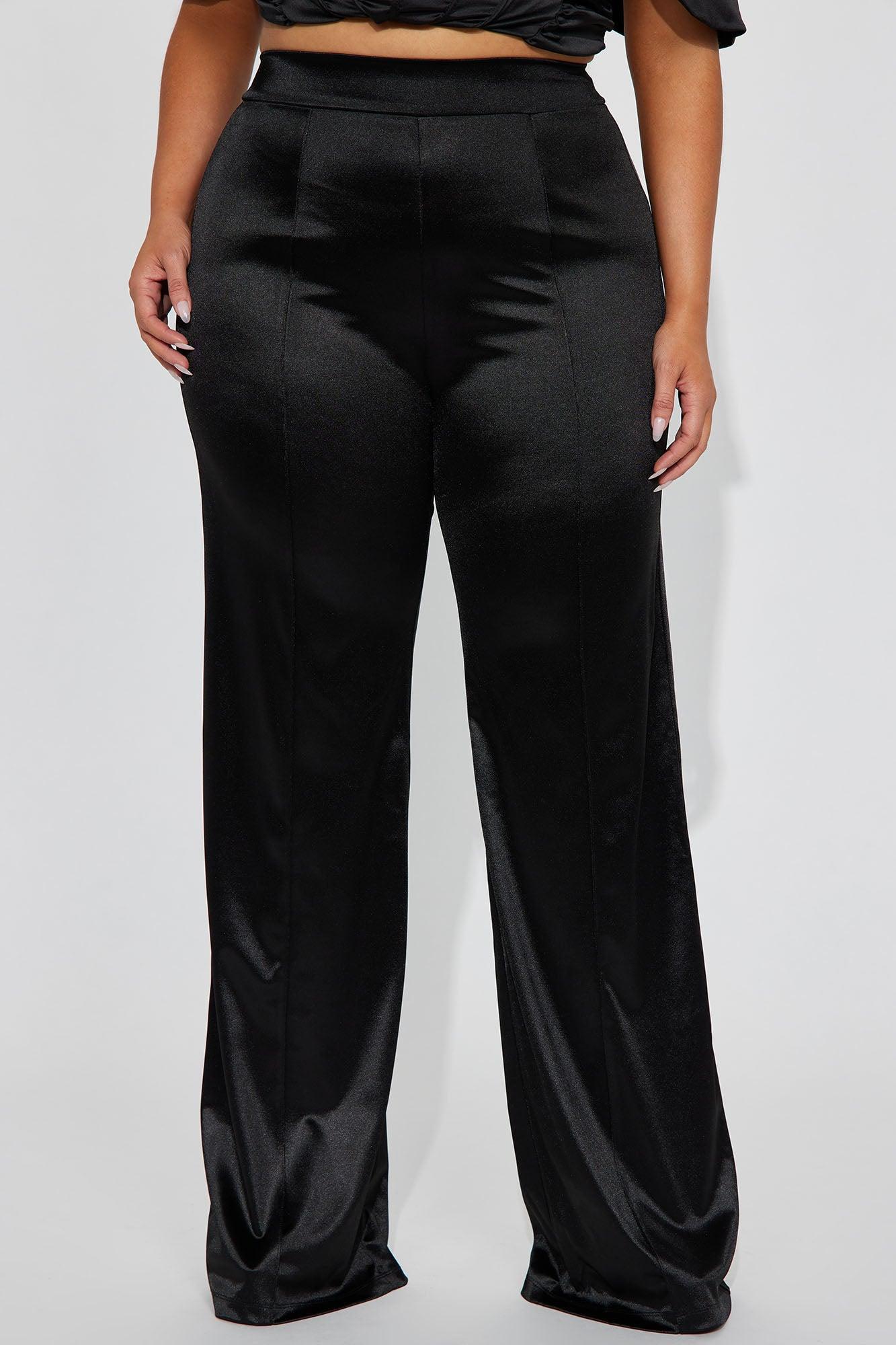 Make A Wish Stretch Satin Pants - Black Product Image