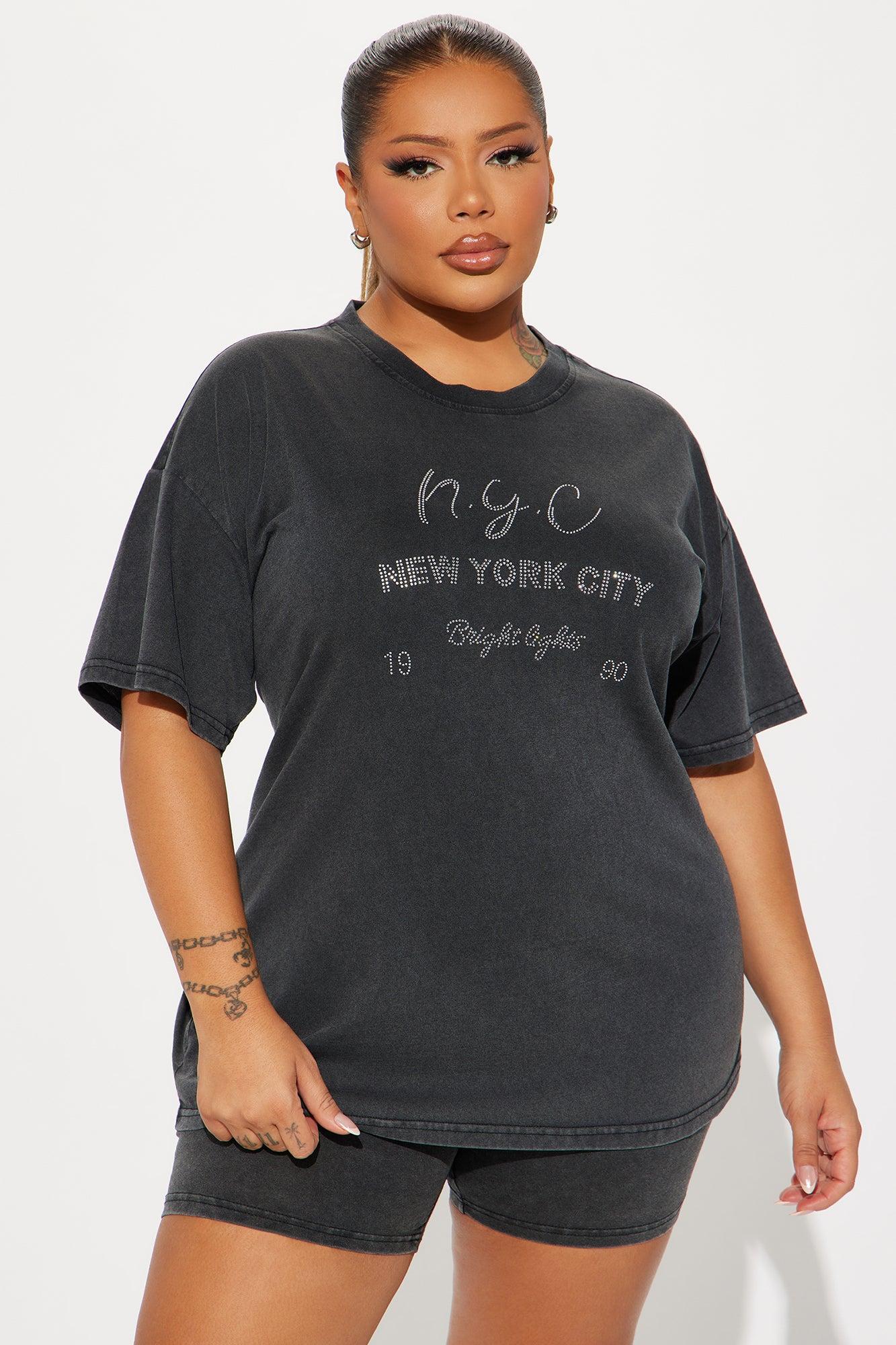 NYC Washed Biker Short Set - Black Product Image