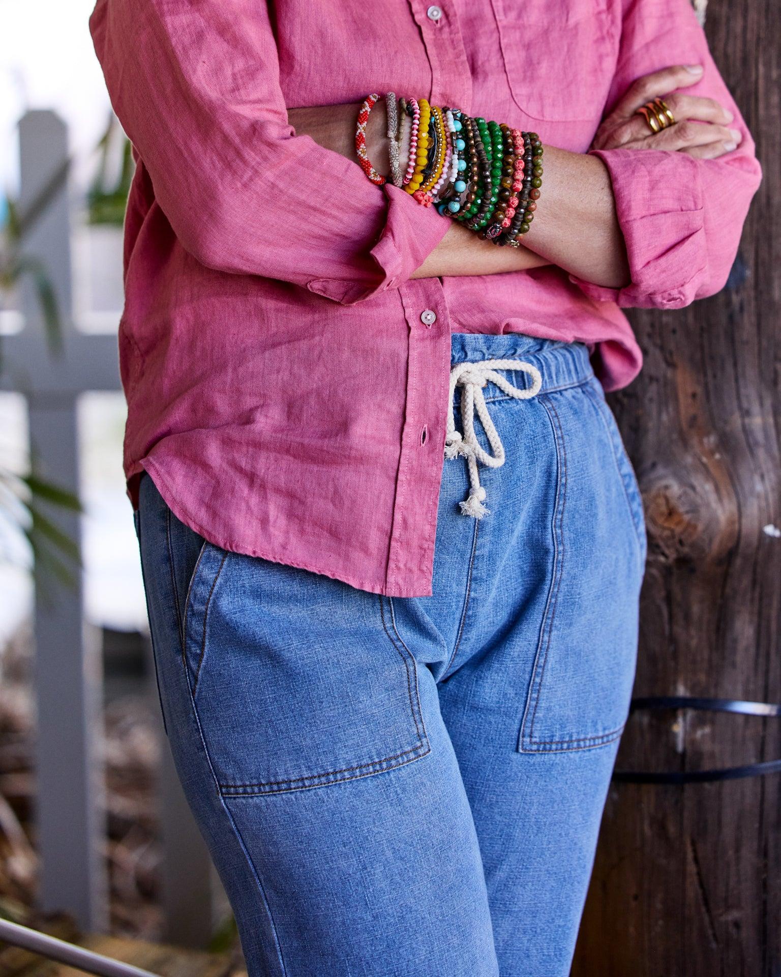 Women's Beach Pant in Light Wash Denim Product Image