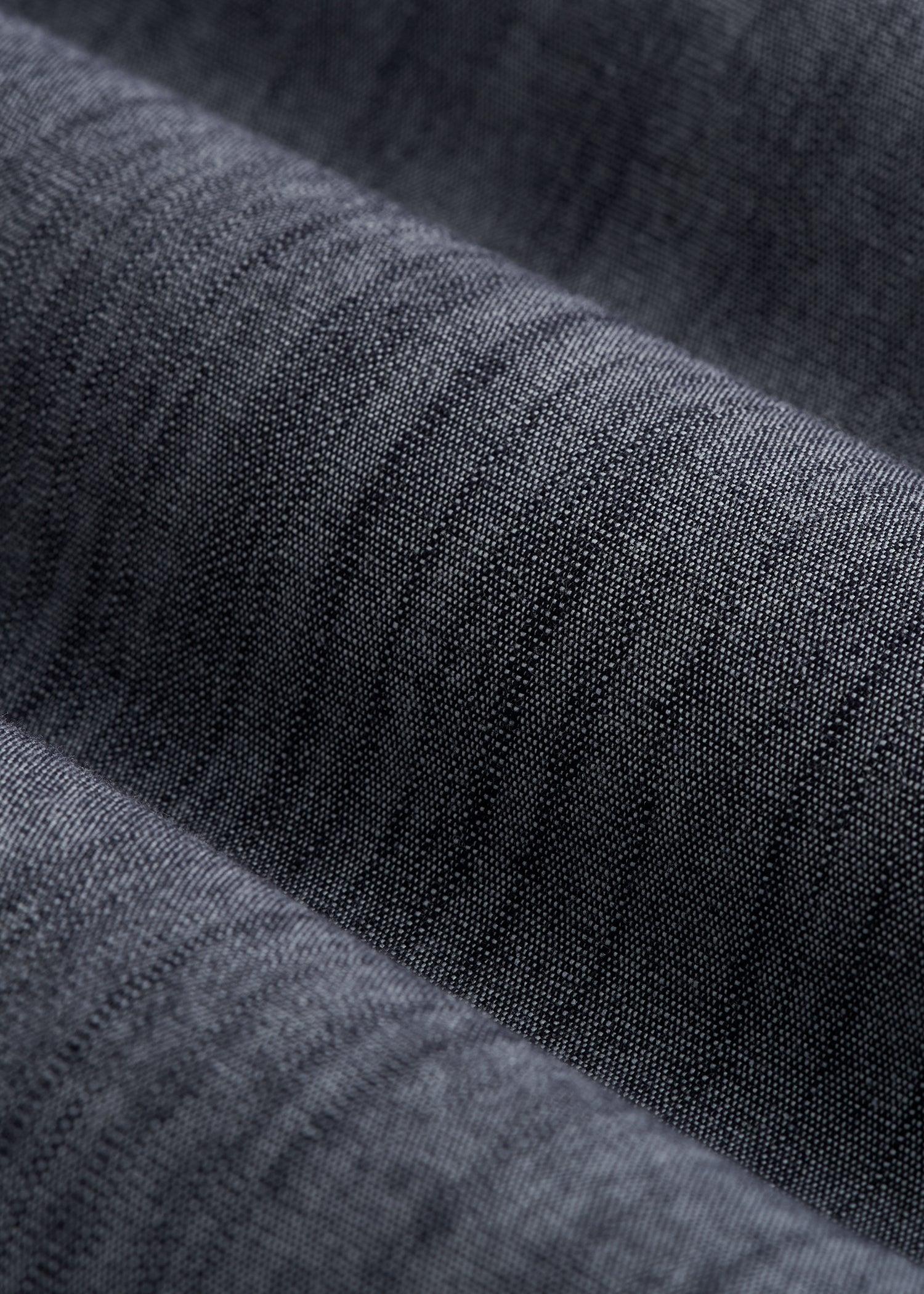 Short Sleeve Stretch Chambray Shirt for Tall Men in Dark Blue Chambray Male Product Image