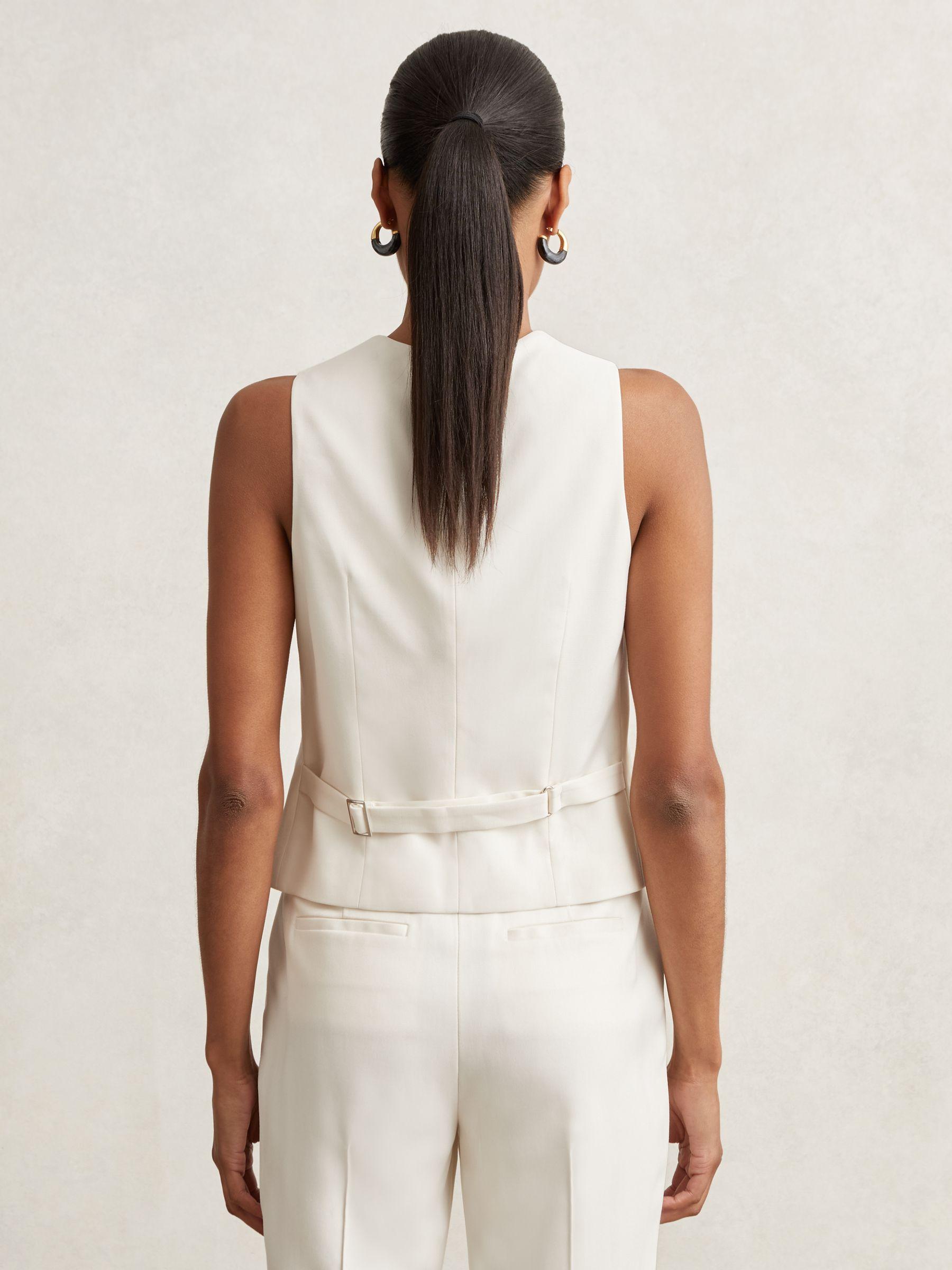 Single Breasted Tailored Waistcoat in Cream Product Image
