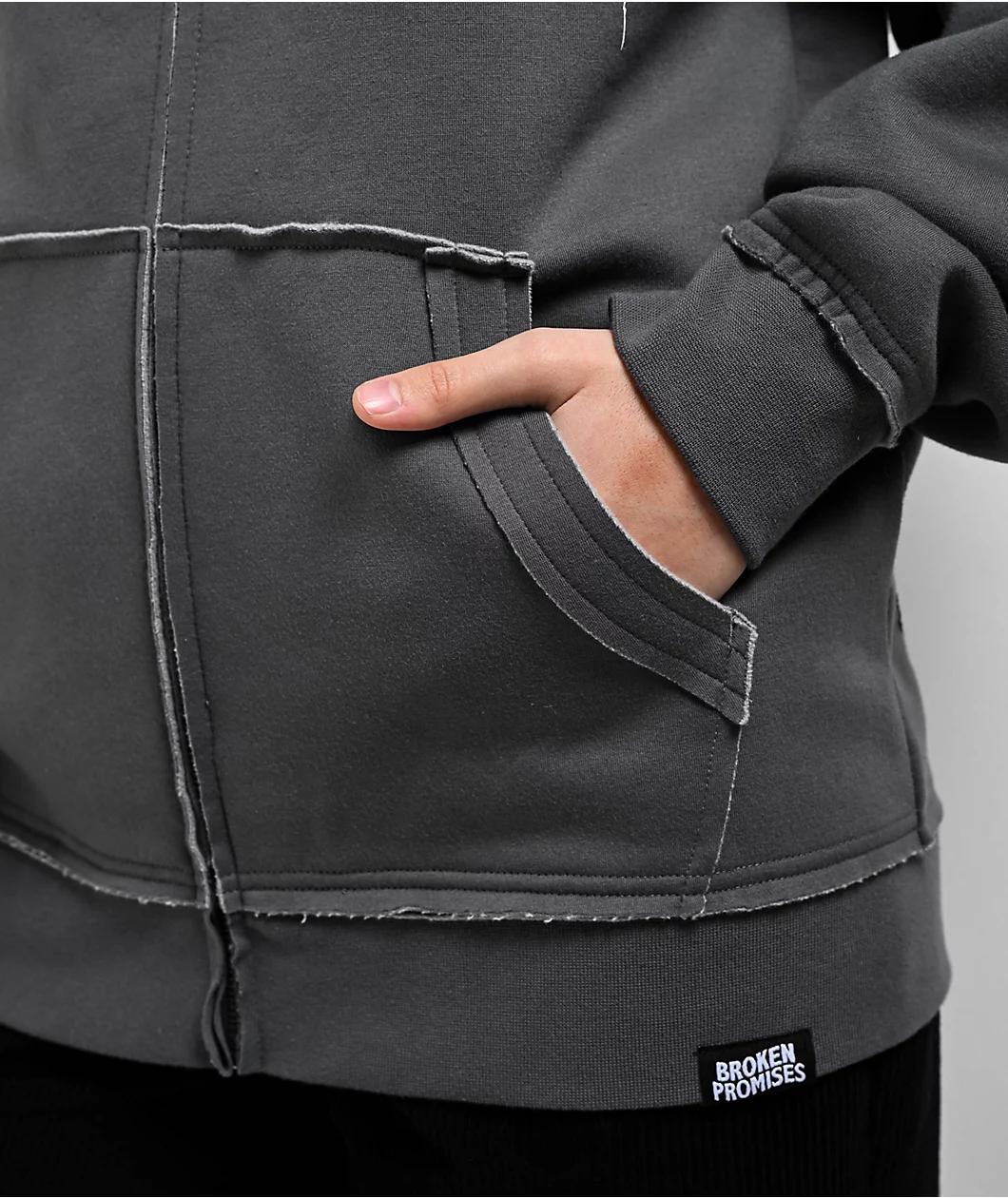 Broken Promises Shocked Horn Grey Zip Hoodie Product Image