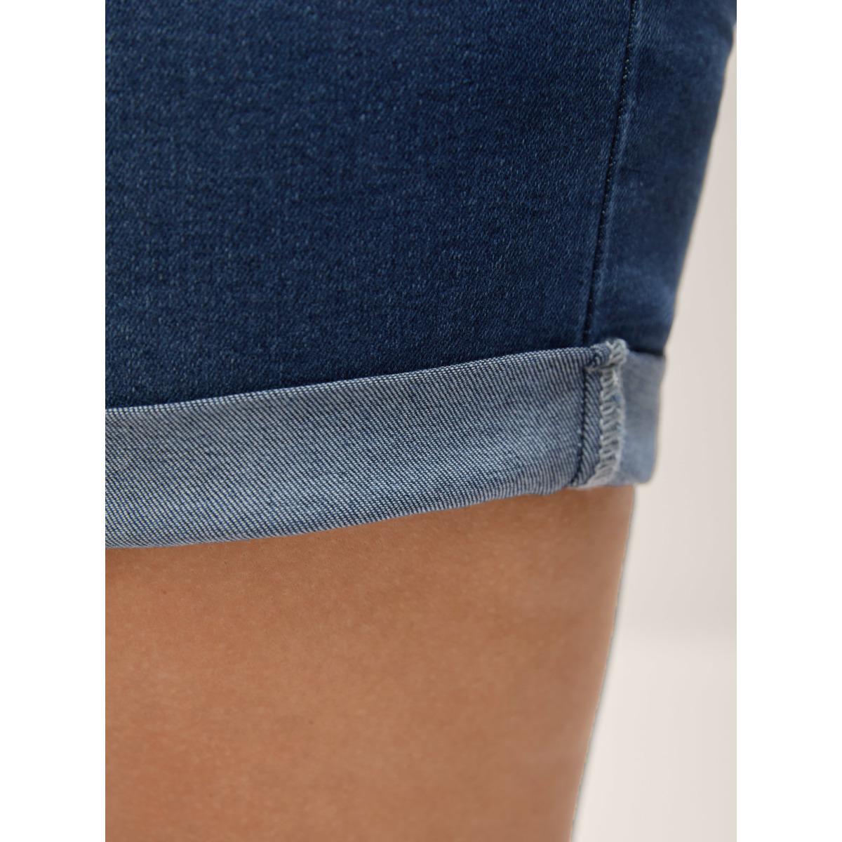 Plus Size Stretch Skinny Fit Sculpting Denim Shorts Women Darkindigo Medium stretch Casual Slanted pocket Leisure Denim Shorts BloomChic 18/2X Product Image