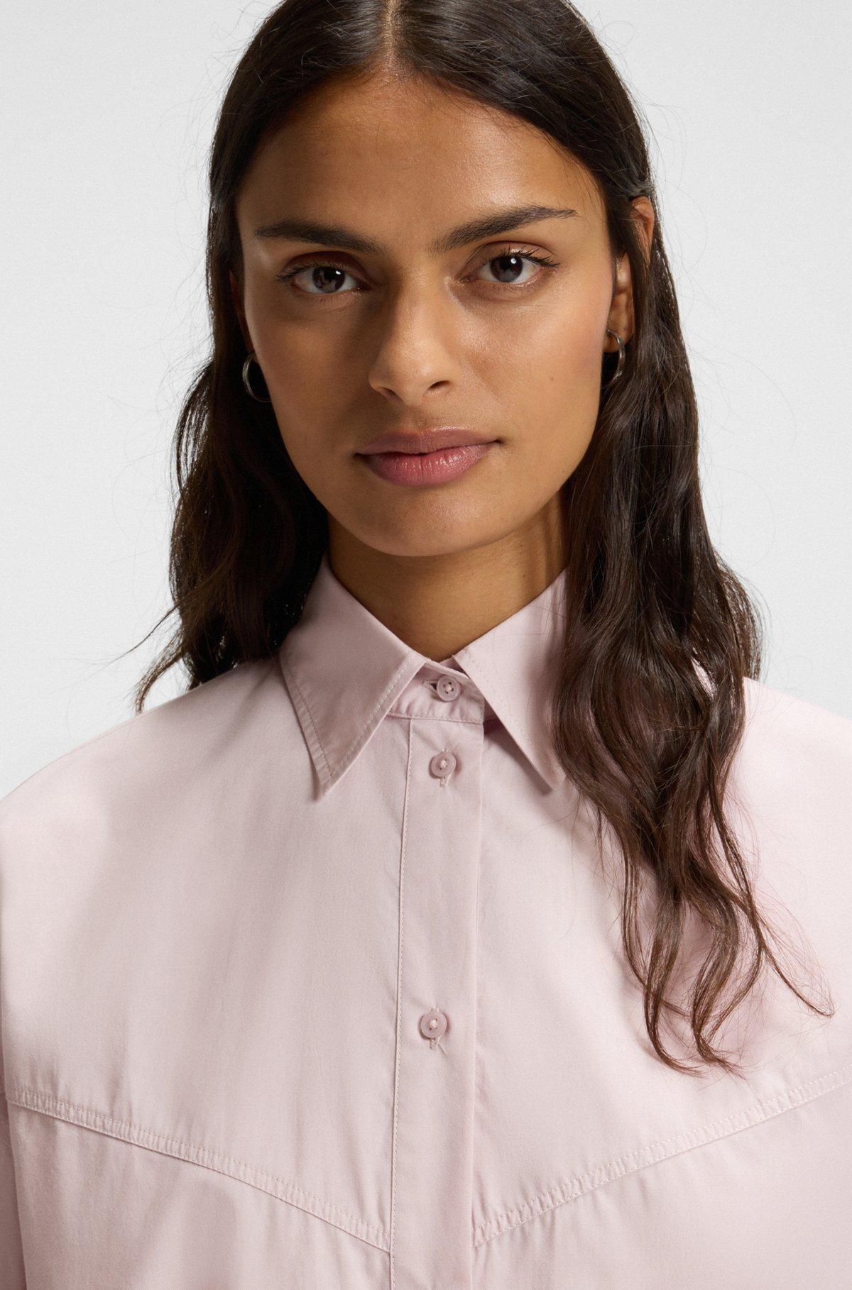 BOSS - Oversize-fit blouse in cotton poplin - Light Purple Product Image