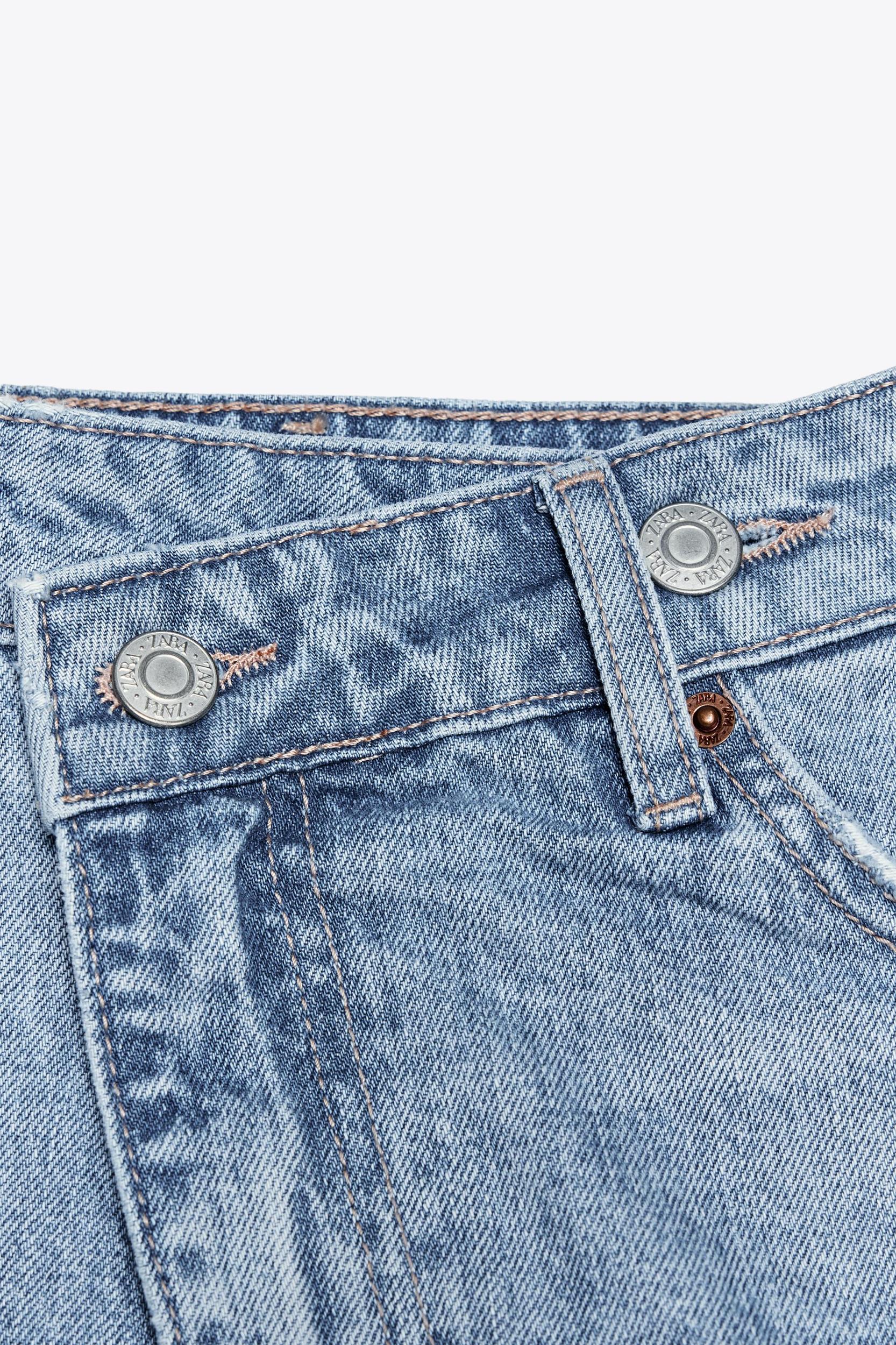 HIGH-RISE CROSS WAIST MOM FIT TRF DENIM SHORTS Product Image