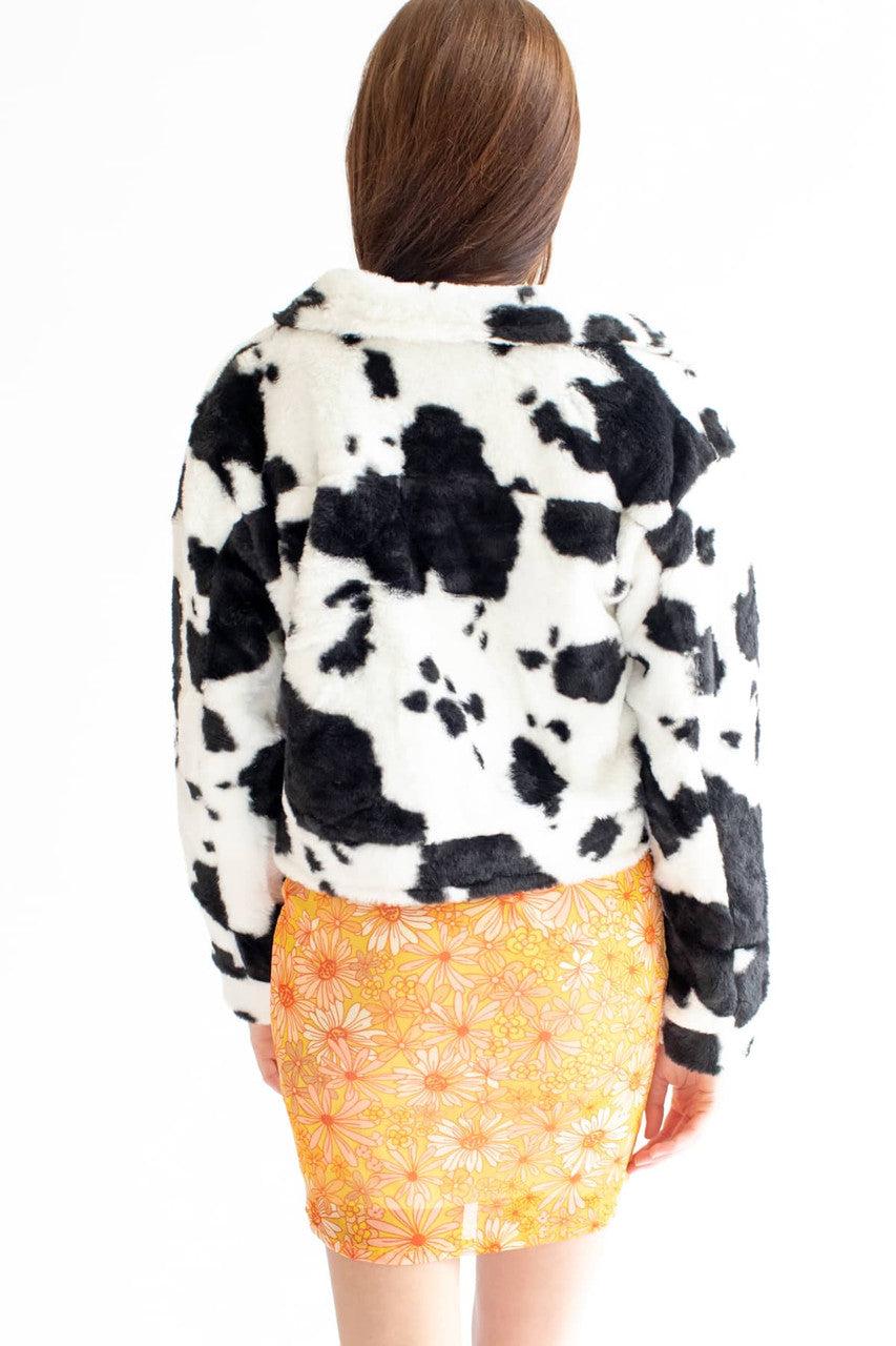 Black Cow Faux Fur Jacket Product Image