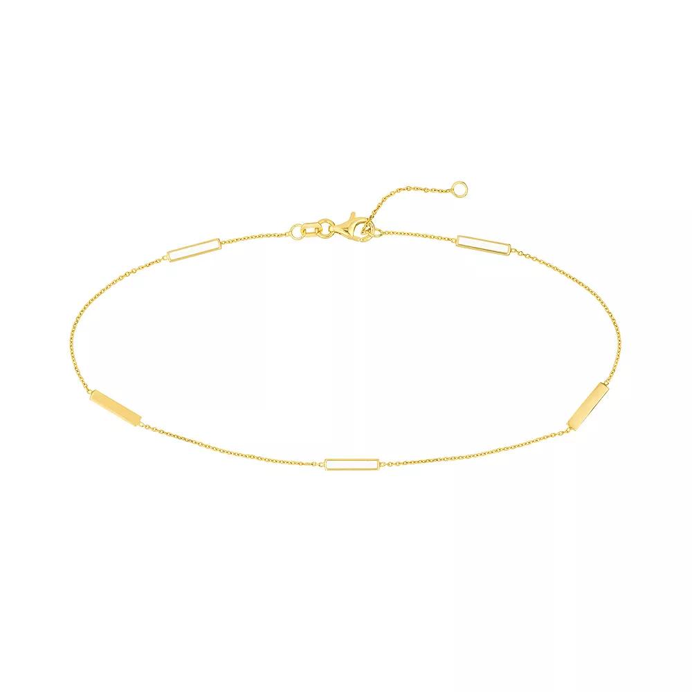 Color Romance 14k Gold & Enamel Bar Alternating Station Anklet, Womens White Product Image