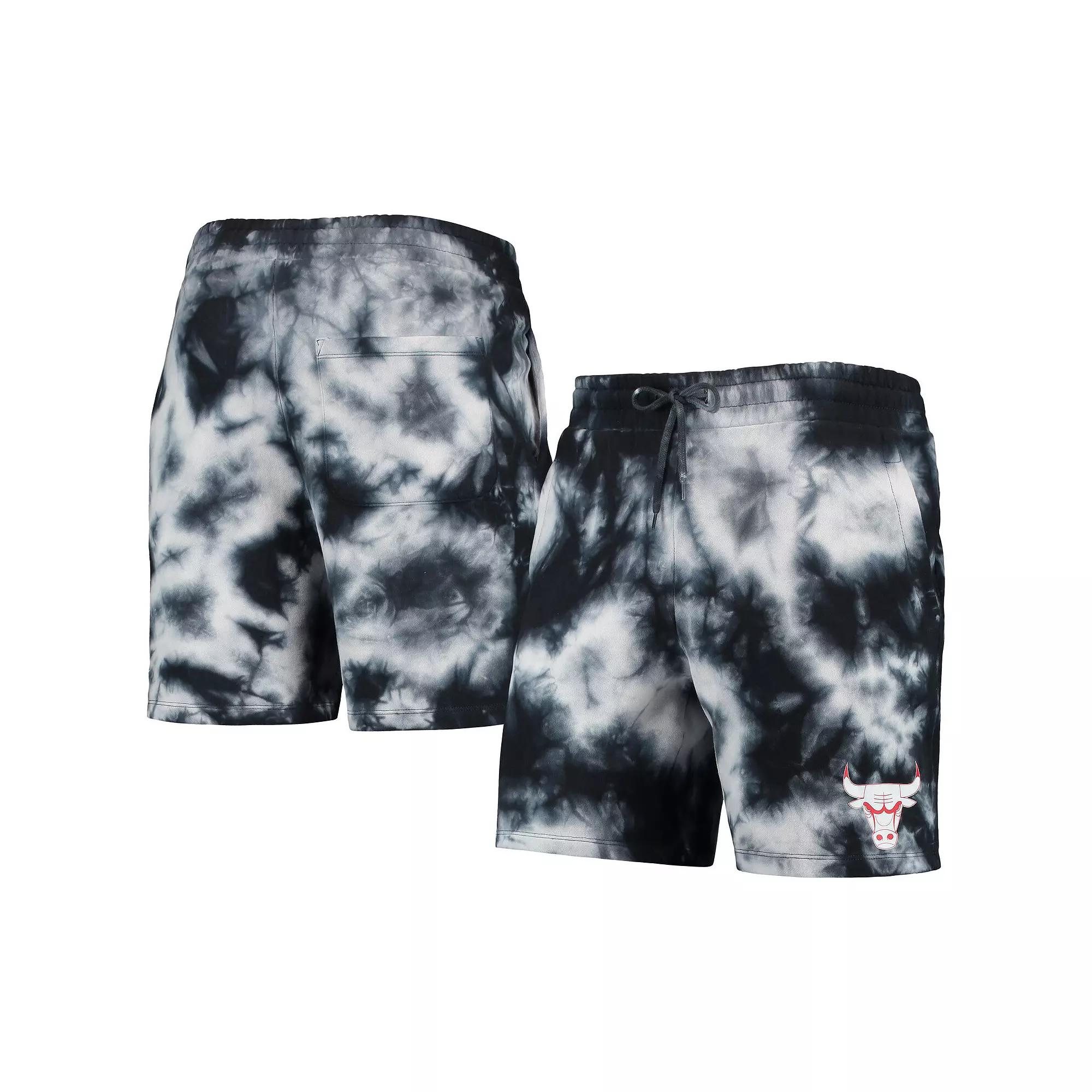 Men's New Era Black Chicago Bulls Fleece Tie-Dye Shorts,  Product Image
