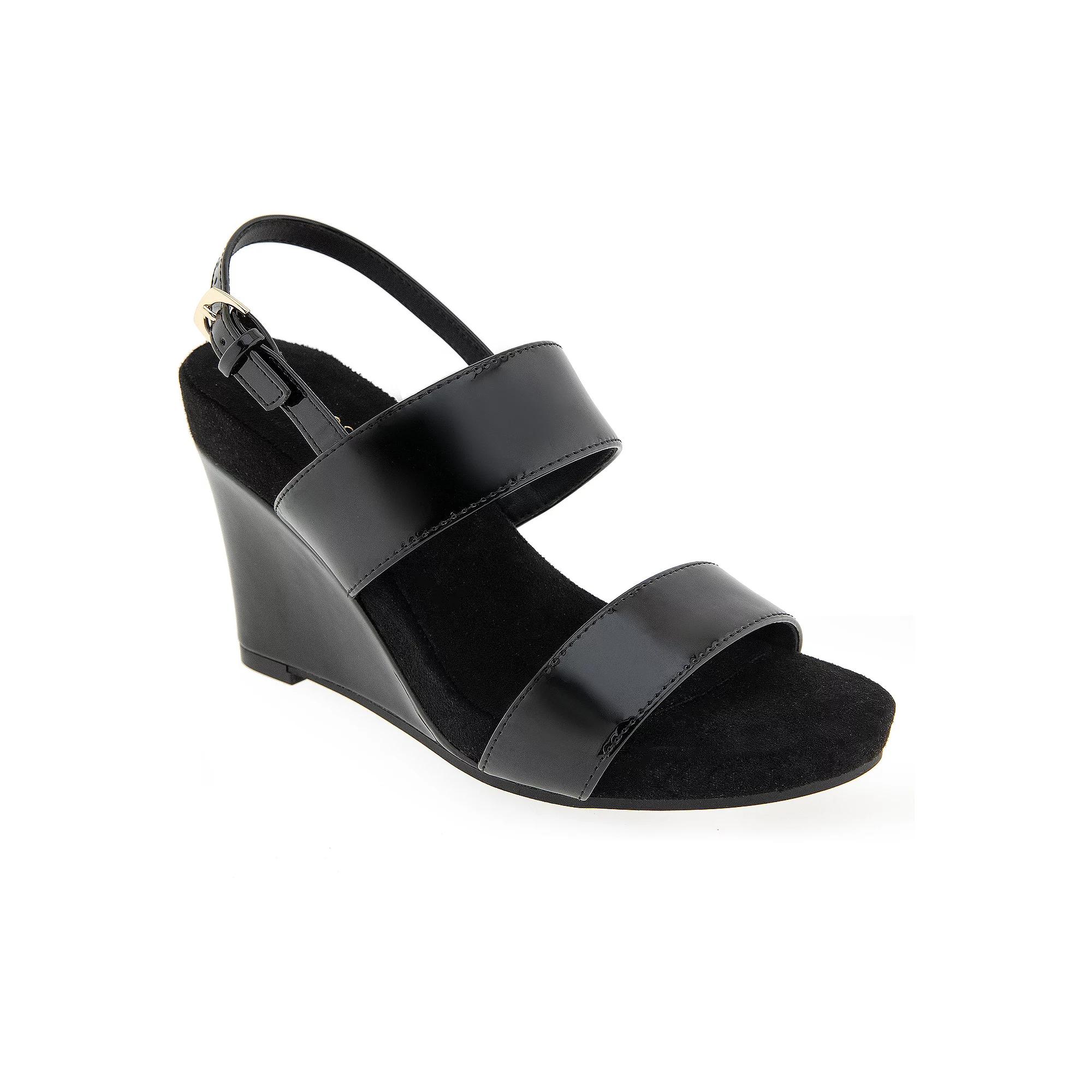 Aerosoles Petra Women's Wedge Heeled Sandals, Size: 8, Black Patent Product Image