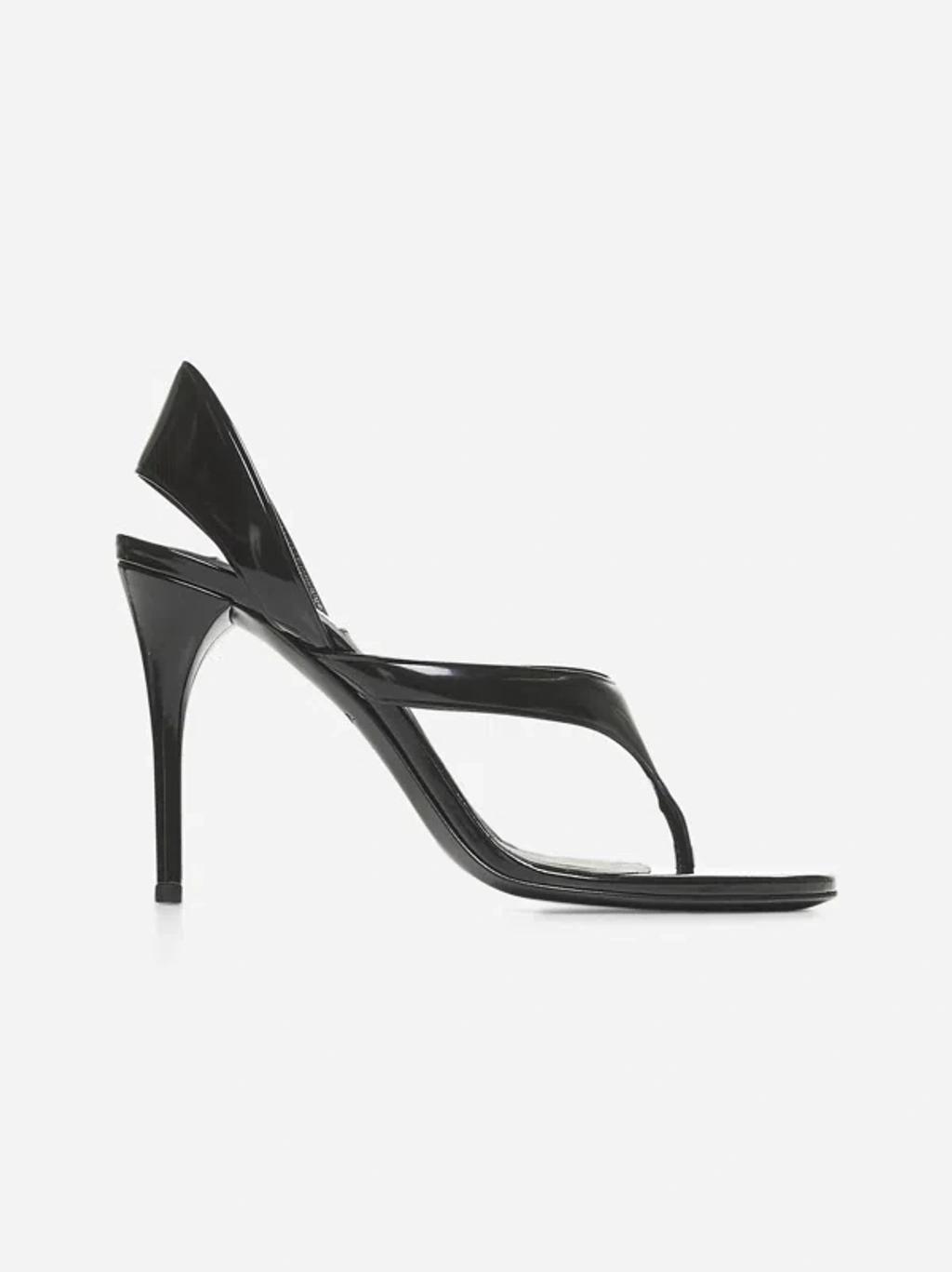 ALAÏA Leather Thong Slingback Sandals In Noir Product Image