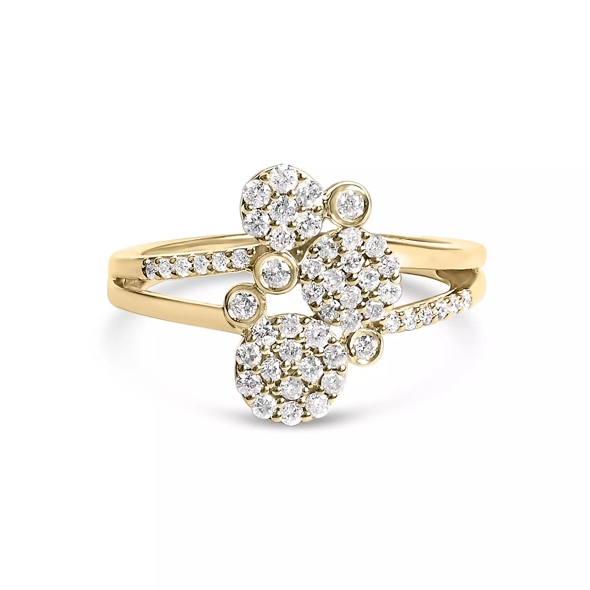 Haus of Brilliance Sterling Silver 1/2 Carat T.W. Diamond Scatter Composite Bypass Ring, Women's, Size: 7, Gold Tone Product Image