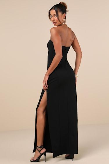 Famous Icon Black Strapless Column Maxi Dress Product Image