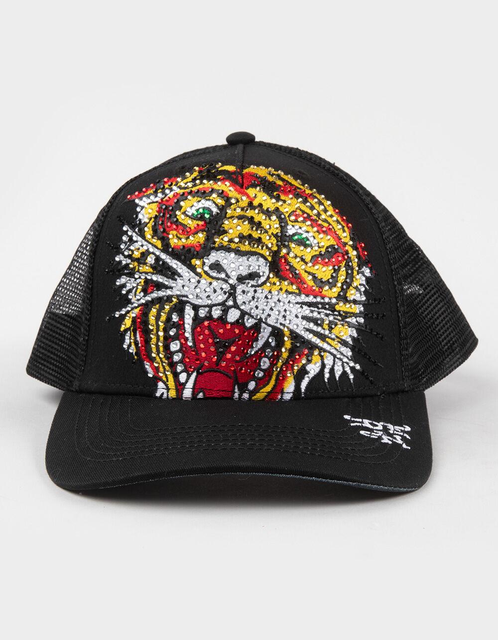 ED HARDY Rhinestone Tiger Womens Trucker Hat - BLACK Product Image
