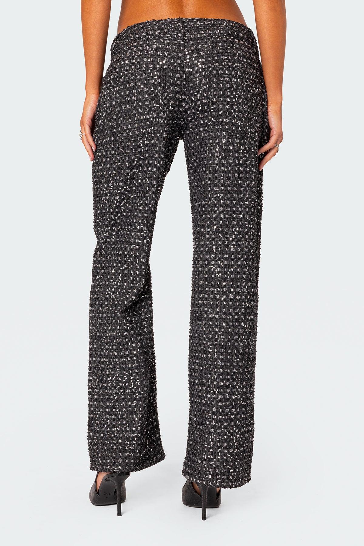 Nyah Sequin Low Rise Wide Leg Jeans Product Image