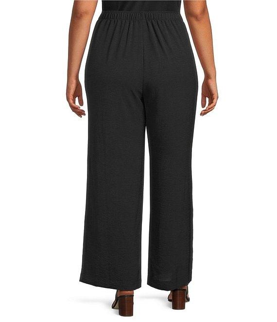 IC Collection Plus Size Crinkled Woven Elastic Waist Wide Leg Pull-On Pants Product Image